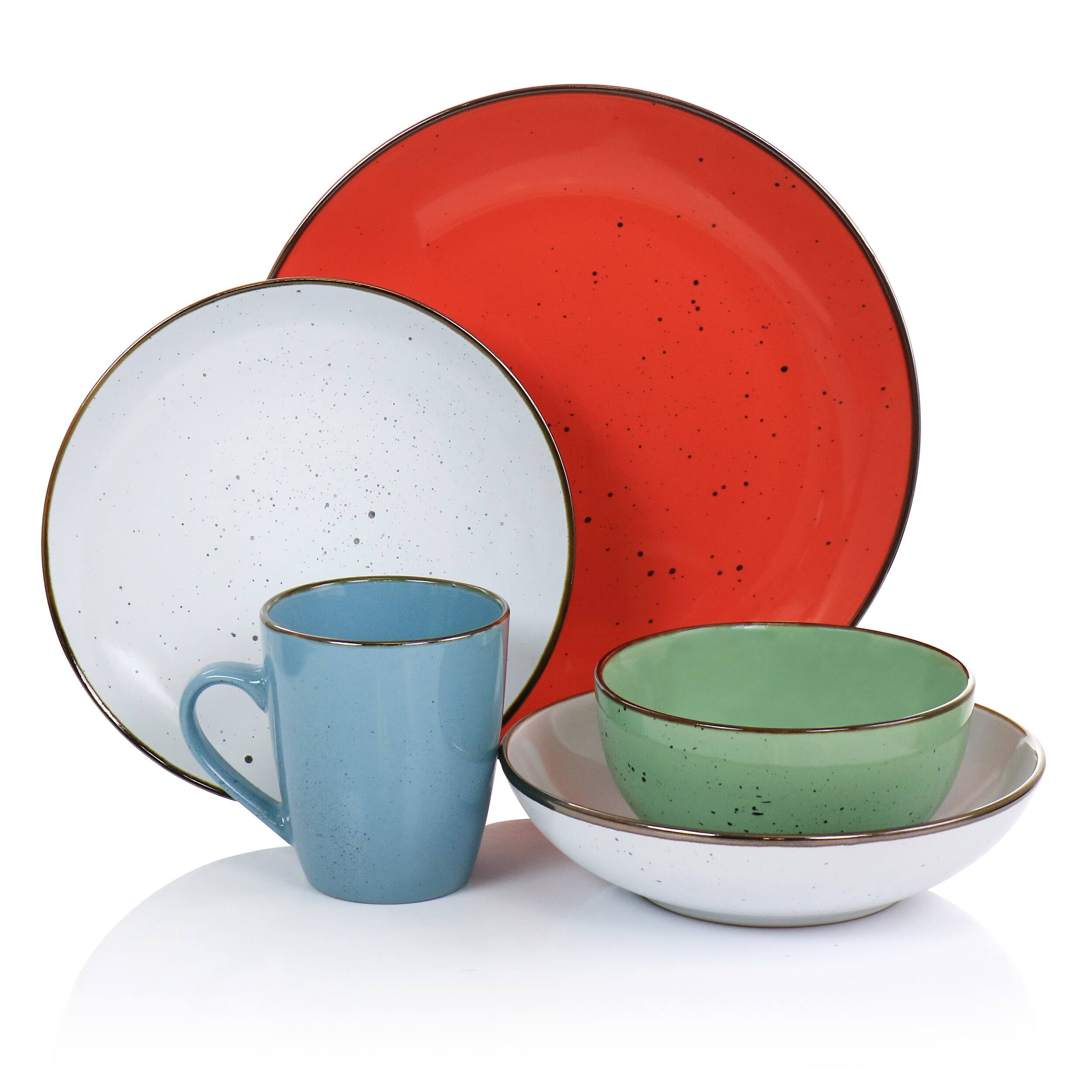 Alt View 1. Elama - Elama Evelyn 20 Piece Mix and Match Round Stoneware Dinnerware Set in Assorted Colors - Assorted.