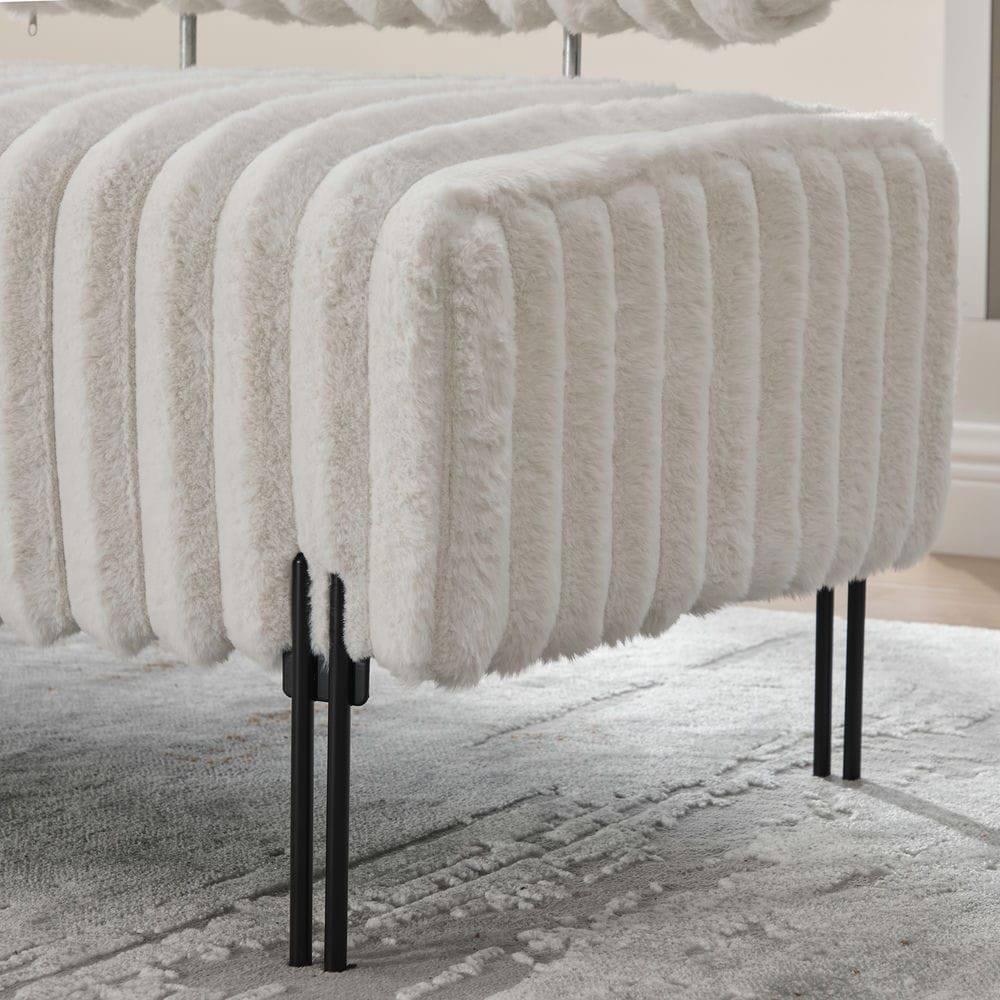 Alt View 1. Kadyn - 49.6" Wide Upholstered Mini Loveseat, 2-Seater Small Sofa End of Bed Bench Window Ottoman Footrest, Beige - Beige.