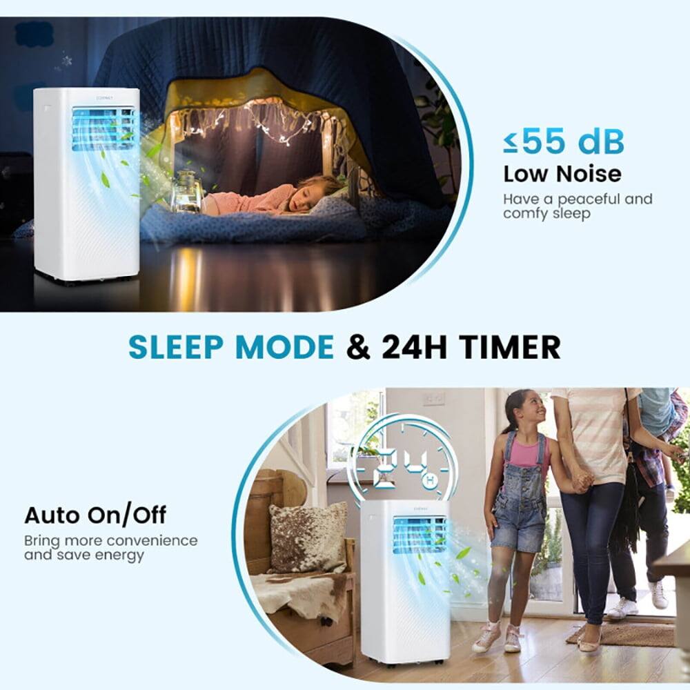 - ≤55 dB Low Noise
  Have a peaceful and comfy sleep

- SLEEP MODE & 24H TIMER

- Auto On/Off
  Bring more convenience and save energy
