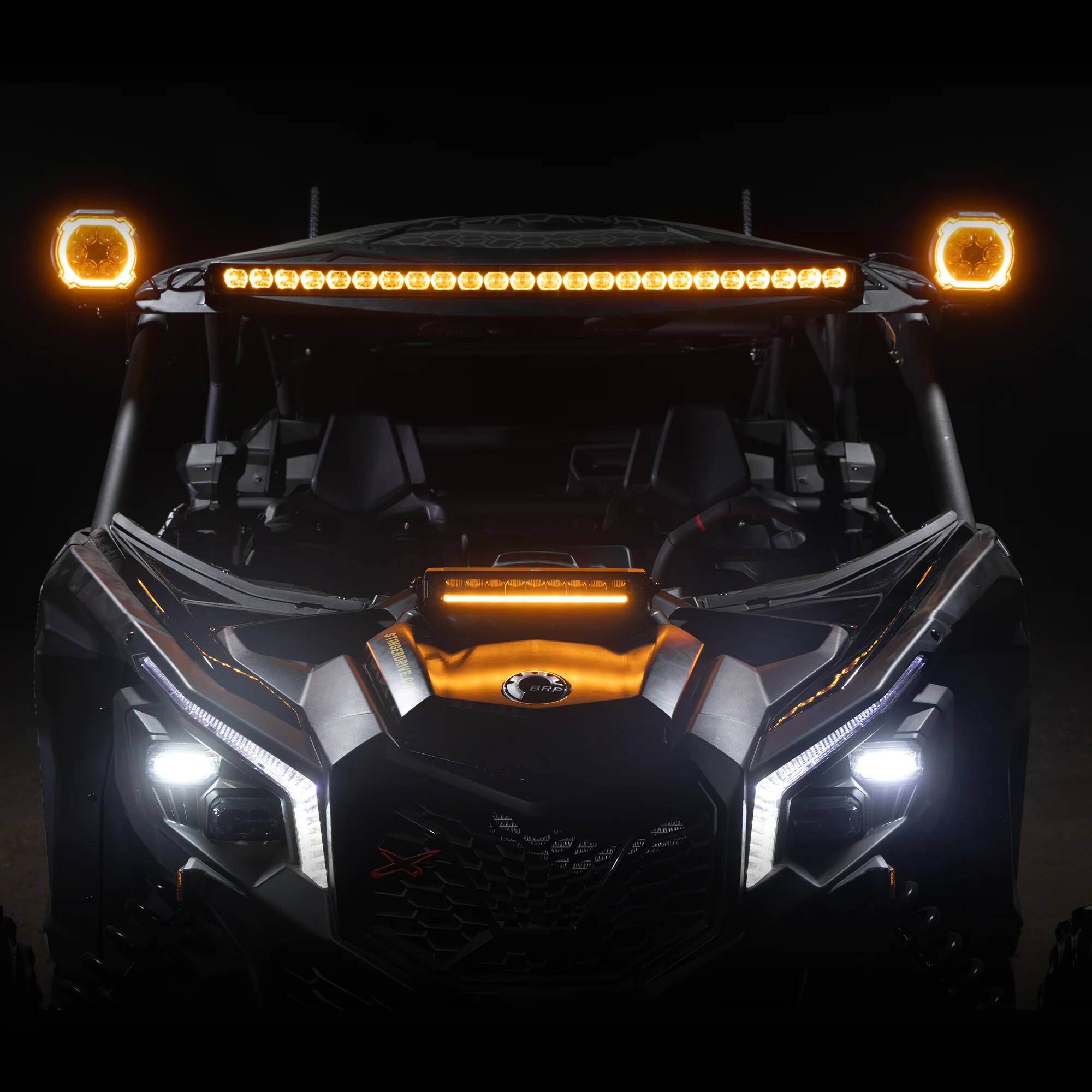 Alt View 4. Stinger - HEXCORE 30” Universal Off-Road Curved LED Light Bar, Amber/White Flood & Spot Combo Beam for Cars, Trucks, Jeeps, UTVs - Black.