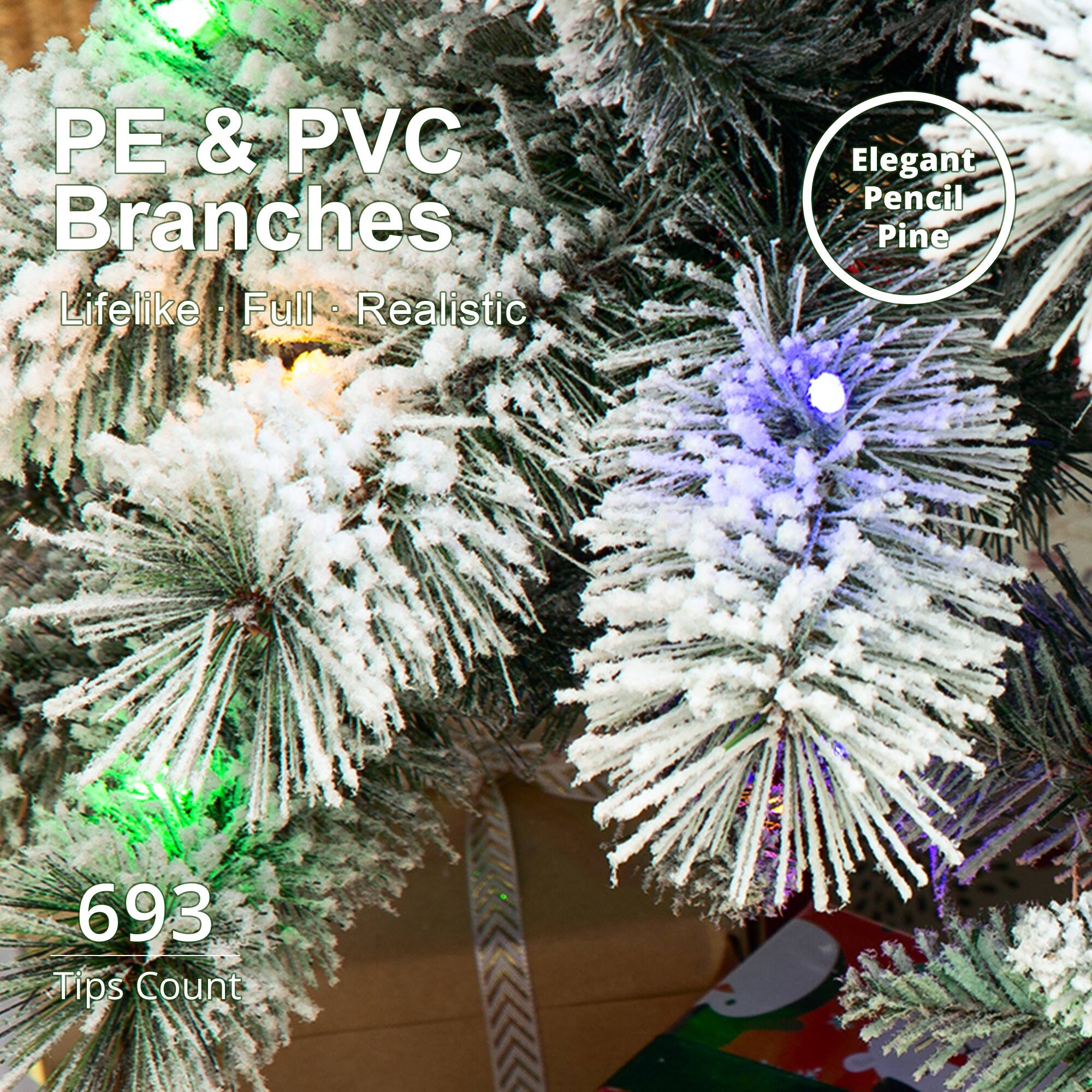 PE & PVC Branches  
Lifelike Full Realistic  
Elegant Pencil Pine  
693 Tips Count