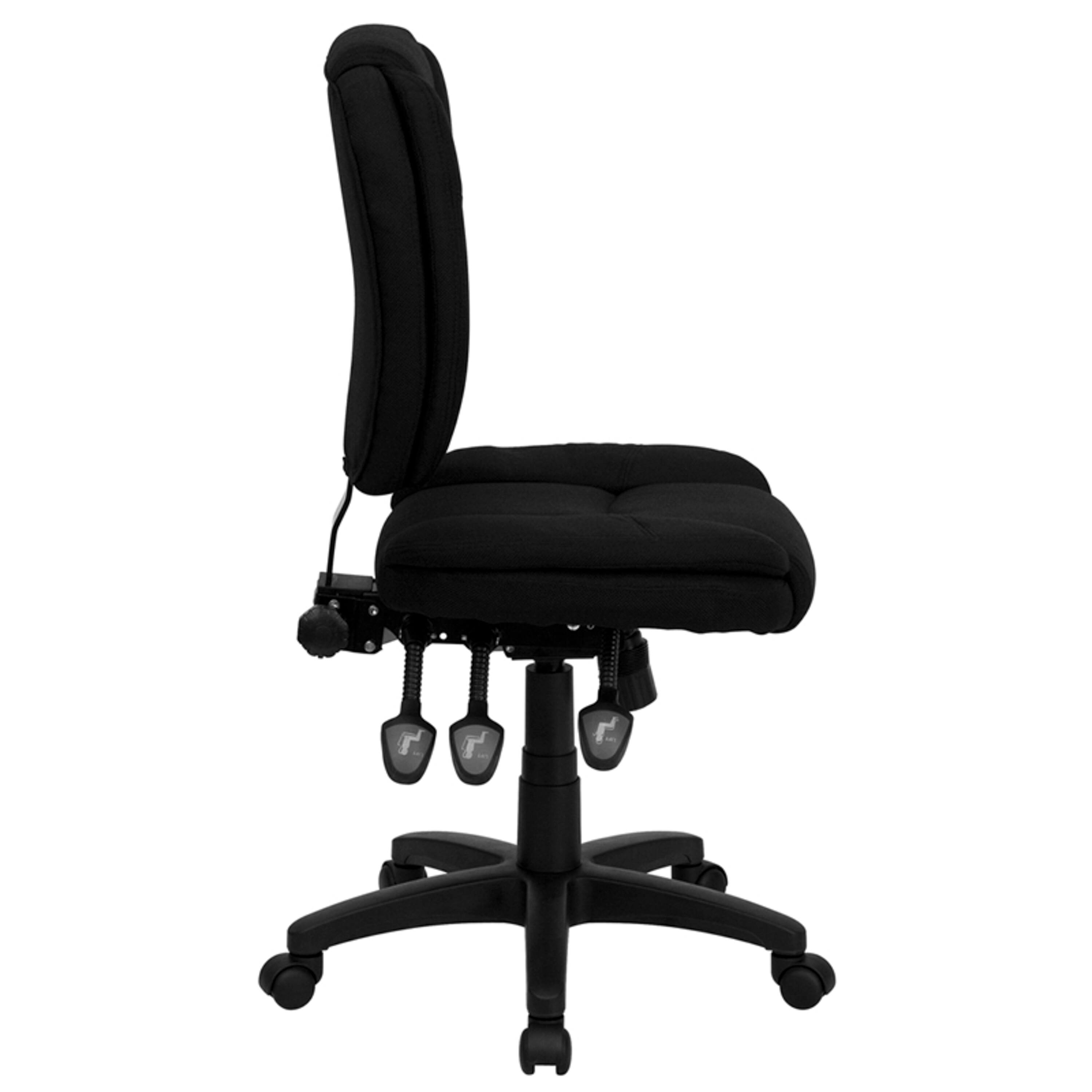 Alt View 3. Emma + Oliver - Mid-Back Multifunction Pillow Top Swivel Ergonomic Task Office Chair - Black Fabric.