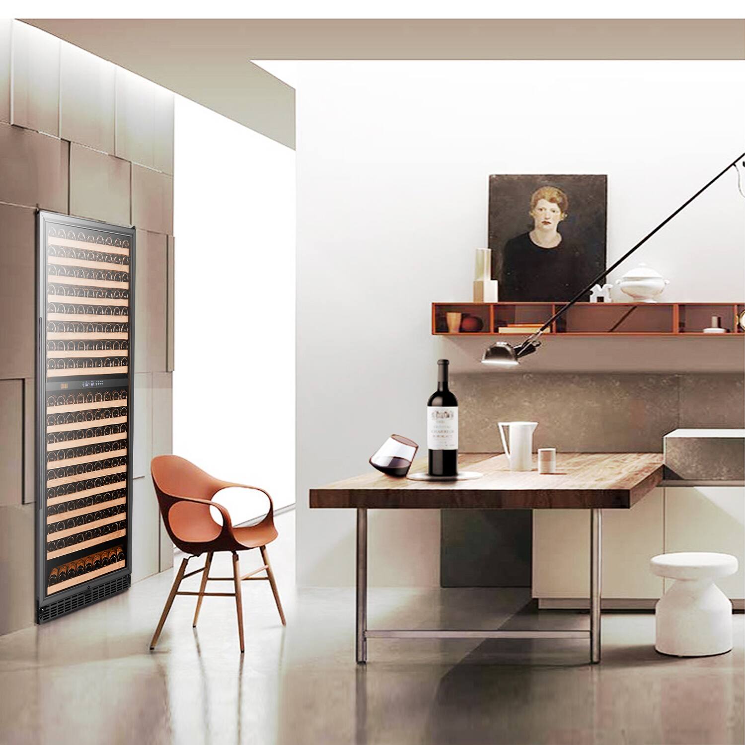 Angle. Lanbo - 32 Inch 287 Bottle Dual Zone Wine Refrigerator with Ultra-Quiet Compressor Cooling and Double-Layer Tempered Glass Door - Black.