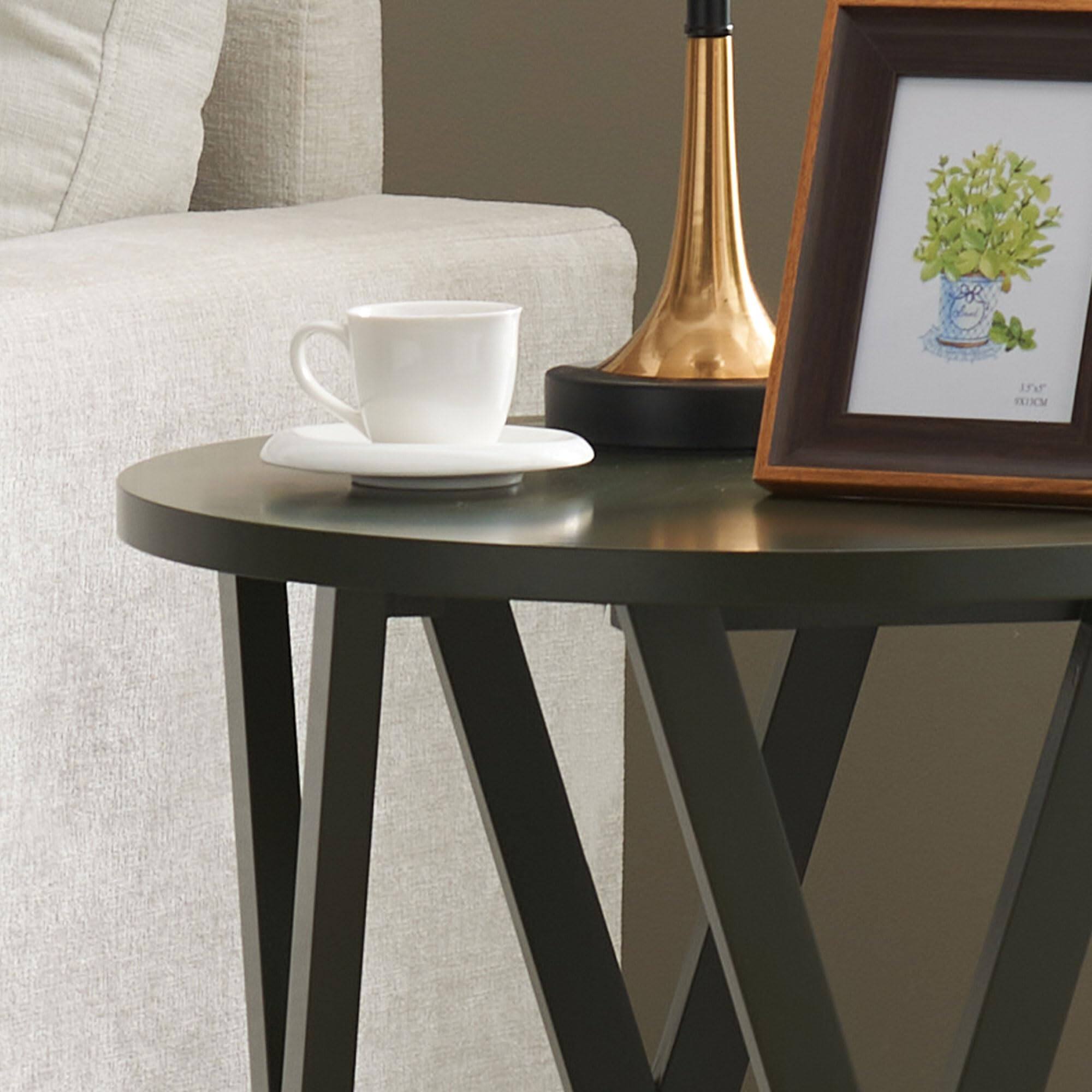 Alt View 1. Kings Brand Furniture - Kings Brand Furniture Vienna Side End Table - Modern Round Farmhouse Accent Table - Open Orange.