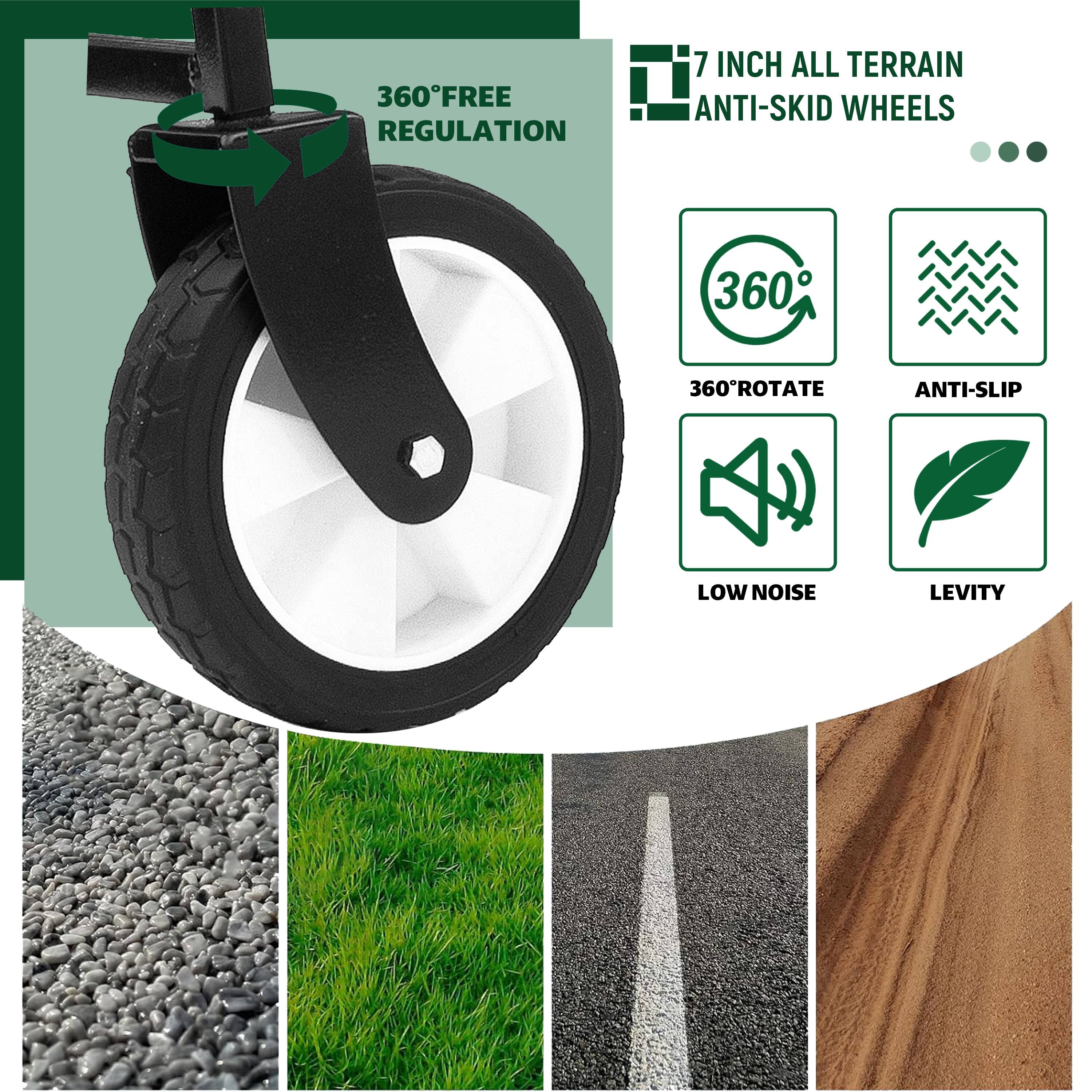 7 INCH ALL TERRAIN  
ANTI-SKID WHEELS  

360° FREE REGULATION  

360° ROTATE  
ANTI-SLIP  
LOW NOISE  
LEVITY
