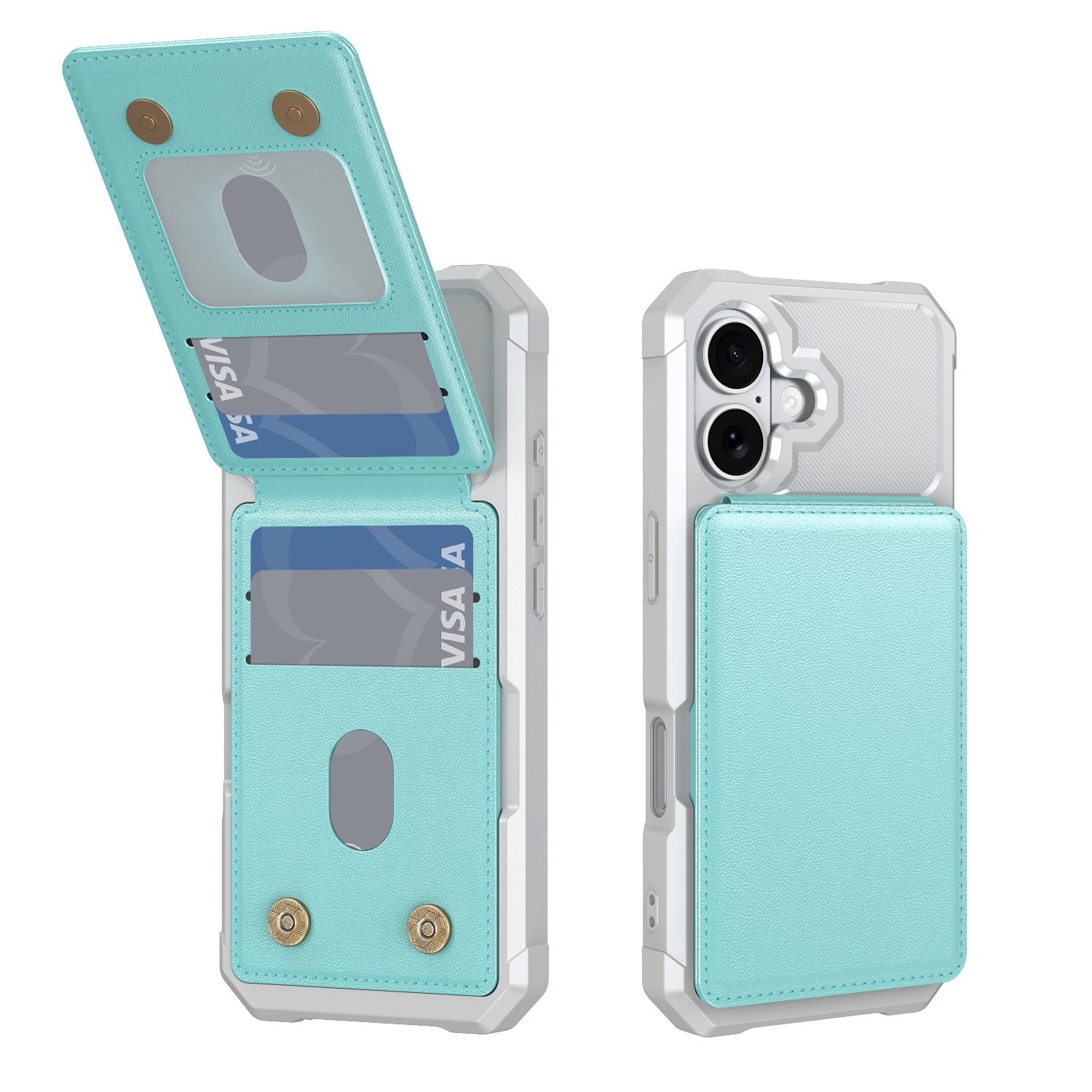 Dteck - Shockproof Wallet Phone Case for Apple iPhone 17, PU Leather Flip Kickstand Card Holder Cover, Magnetic Clasp - Green