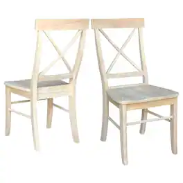 SlickBlue - Wooden X-Back Dining Chairs Set of 2 for Kitchen or Dining Room - Brown