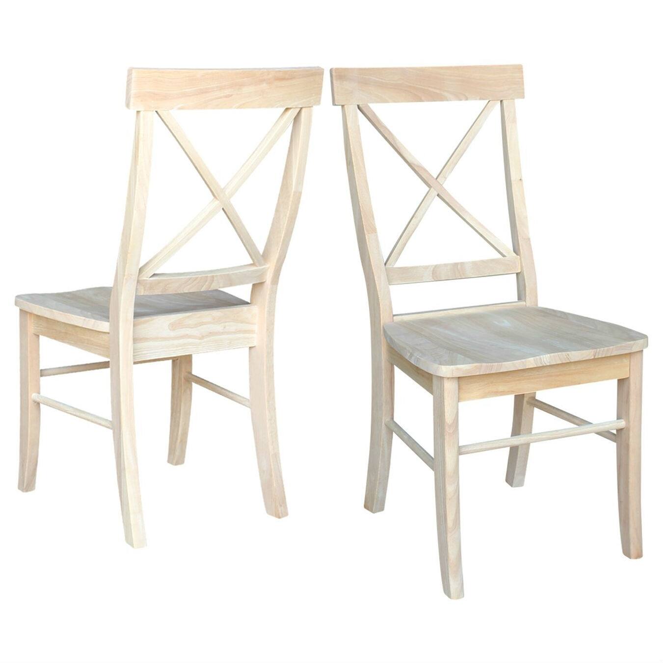 Front. SlickBlue - Wooden X-Back Dining Chairs Set of 2 for Kitchen or Dining Room - Brown.