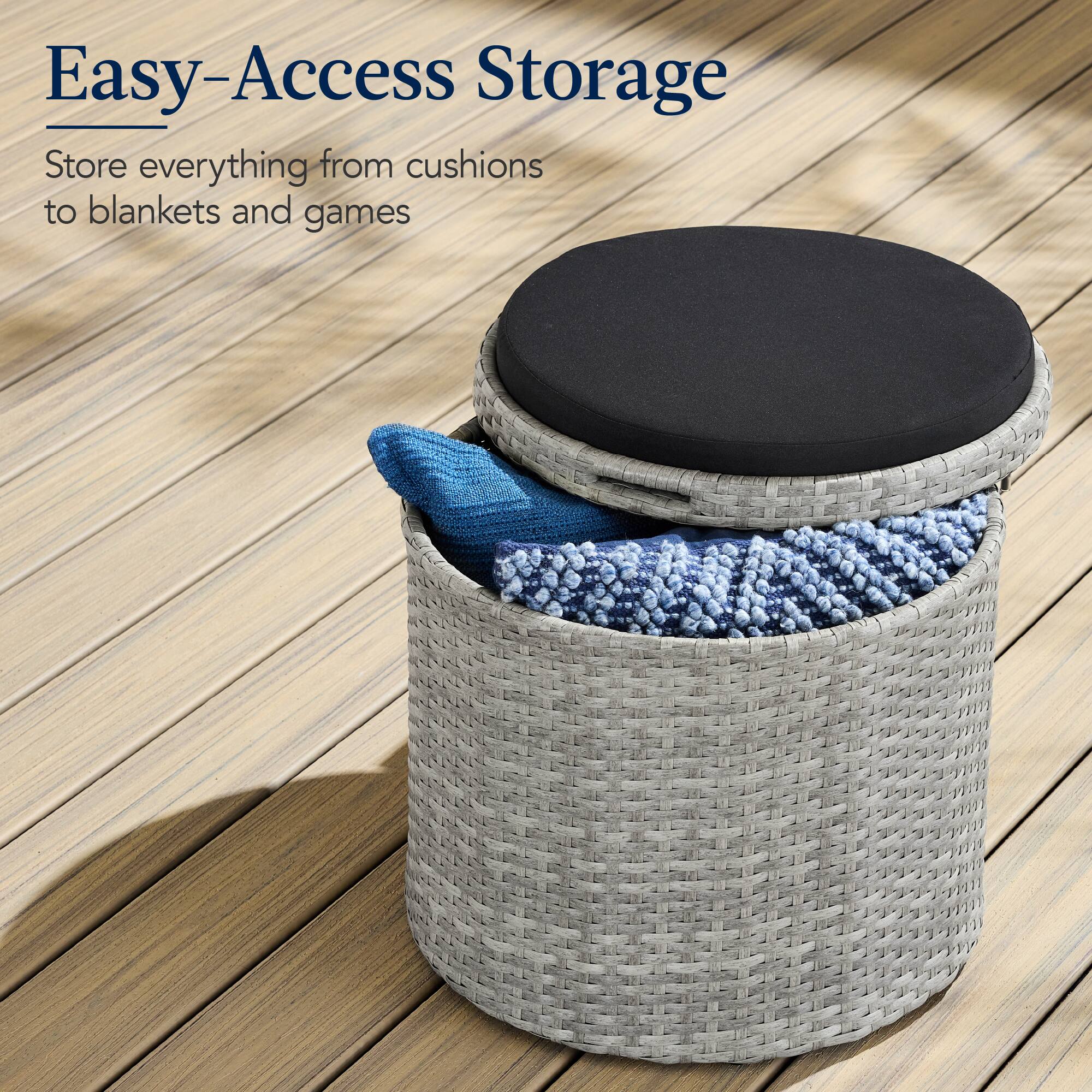 Easy-Access Storage

Store everything from cushions to blankets and games