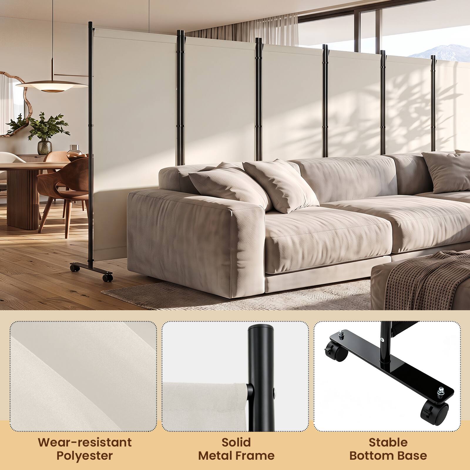 Wear-resistant Polyester  
Solid Metal Frame  
Stable Bottom Base