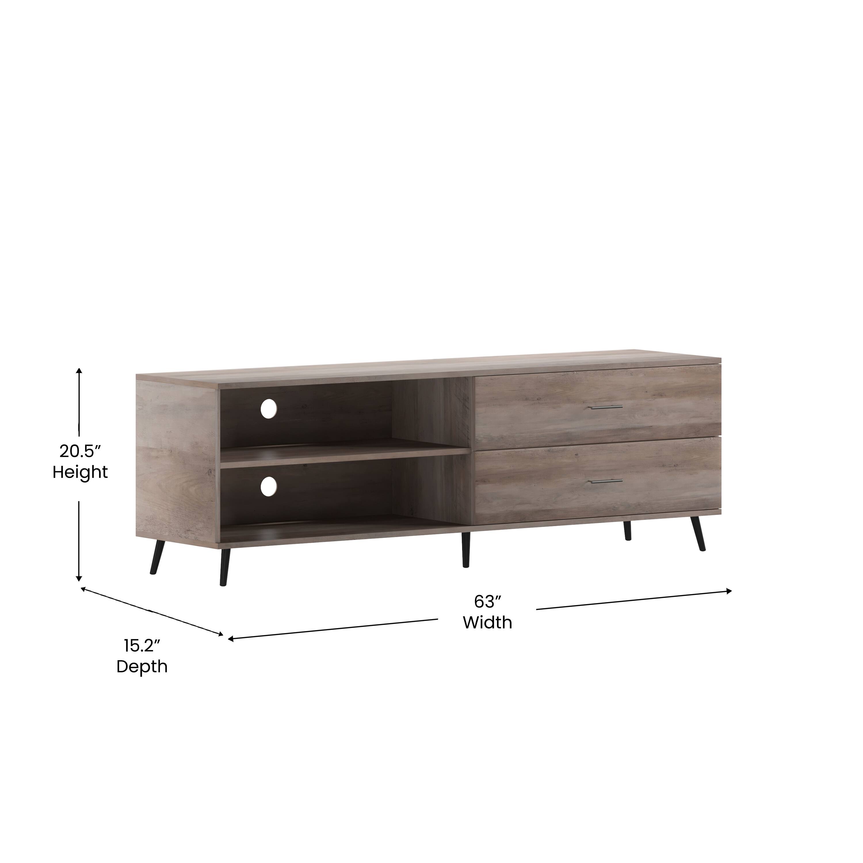 20.5" Height, 15.2" Depth, 63" Width