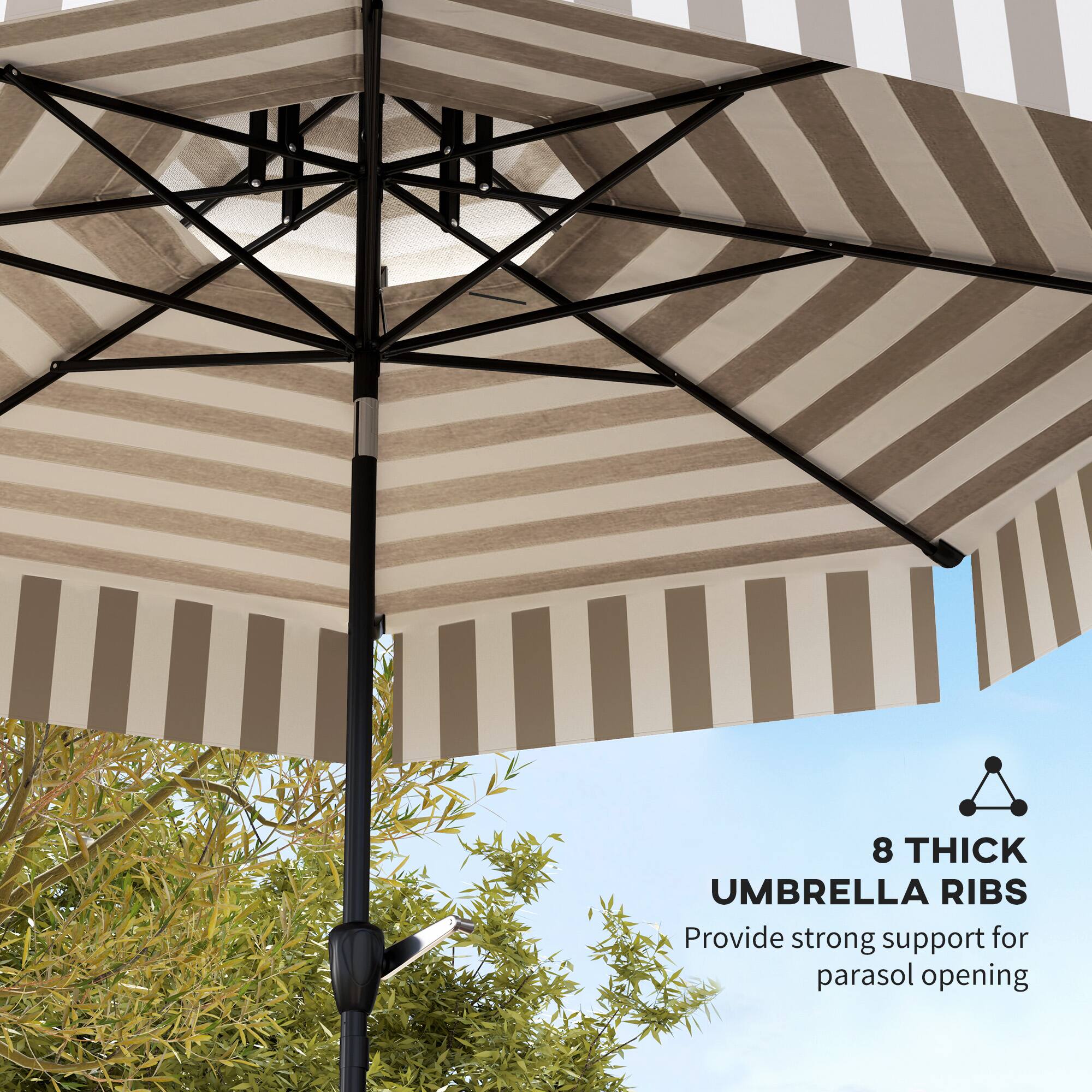 8 THICK UMBRELLA RIBS
Provide strong support for parasol opening