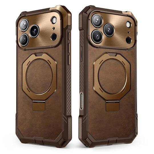 Left. SUPCASE - UB Grip Rugged MagSafe Case for iPhone 17 Pro Max – Heavy-Duty Protection with Magnetic Charging Support - Leather.