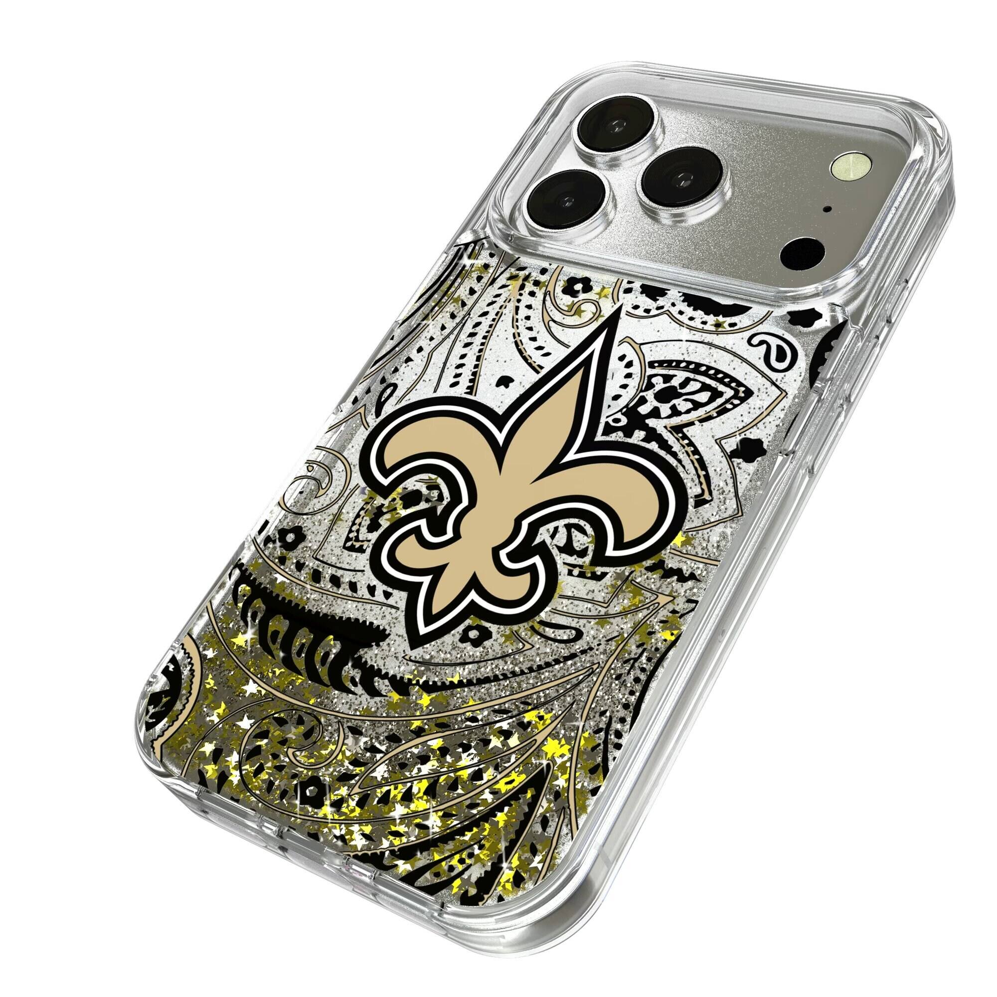 Alt View 1. Keyscaper - New Orleans Saints iPhone Paisley Design Glitter Case - 16 - Multicolor.