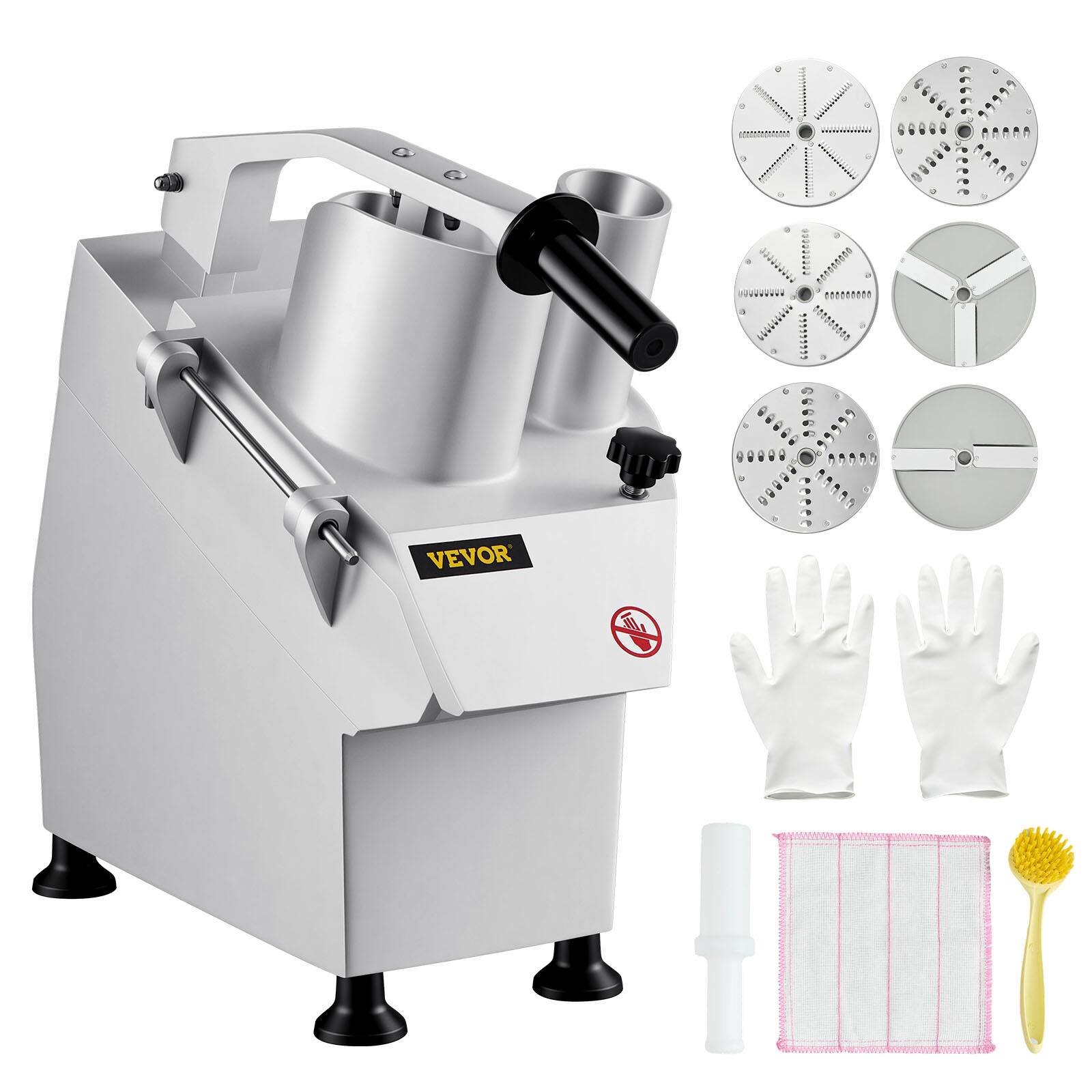 Alt View 5. VEVOR - 110V Commercial Food Processor 2 Feeding Holes, 550W Electric Vegetable Slicer 1600 RPM, Stainless Steel Vegetable - Silver.