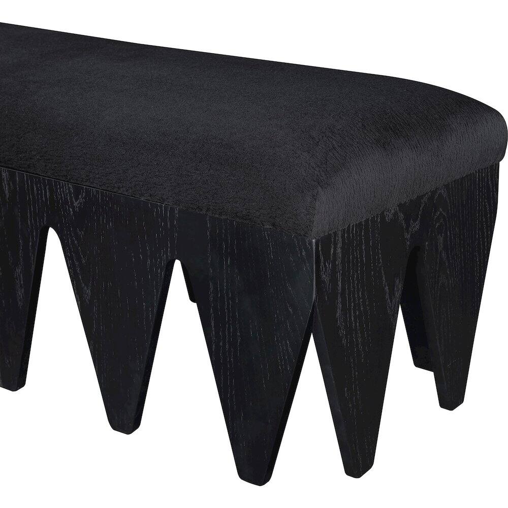 Alt View 4. Meridian Furniture - Altair Black Velour Fur Fabric Bench - Black.