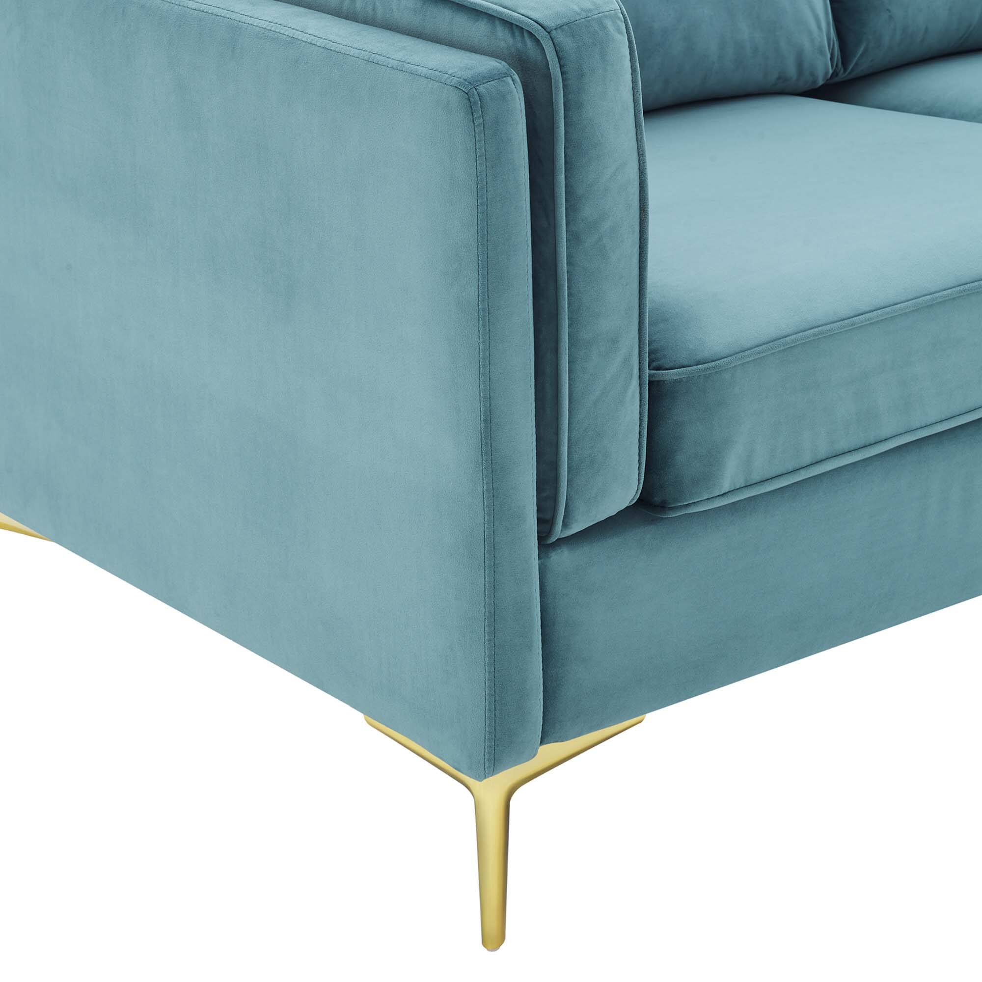 Alt View 6. Modway - Kaiya Performance Velvet Sofa by Modway - Sea Blue.