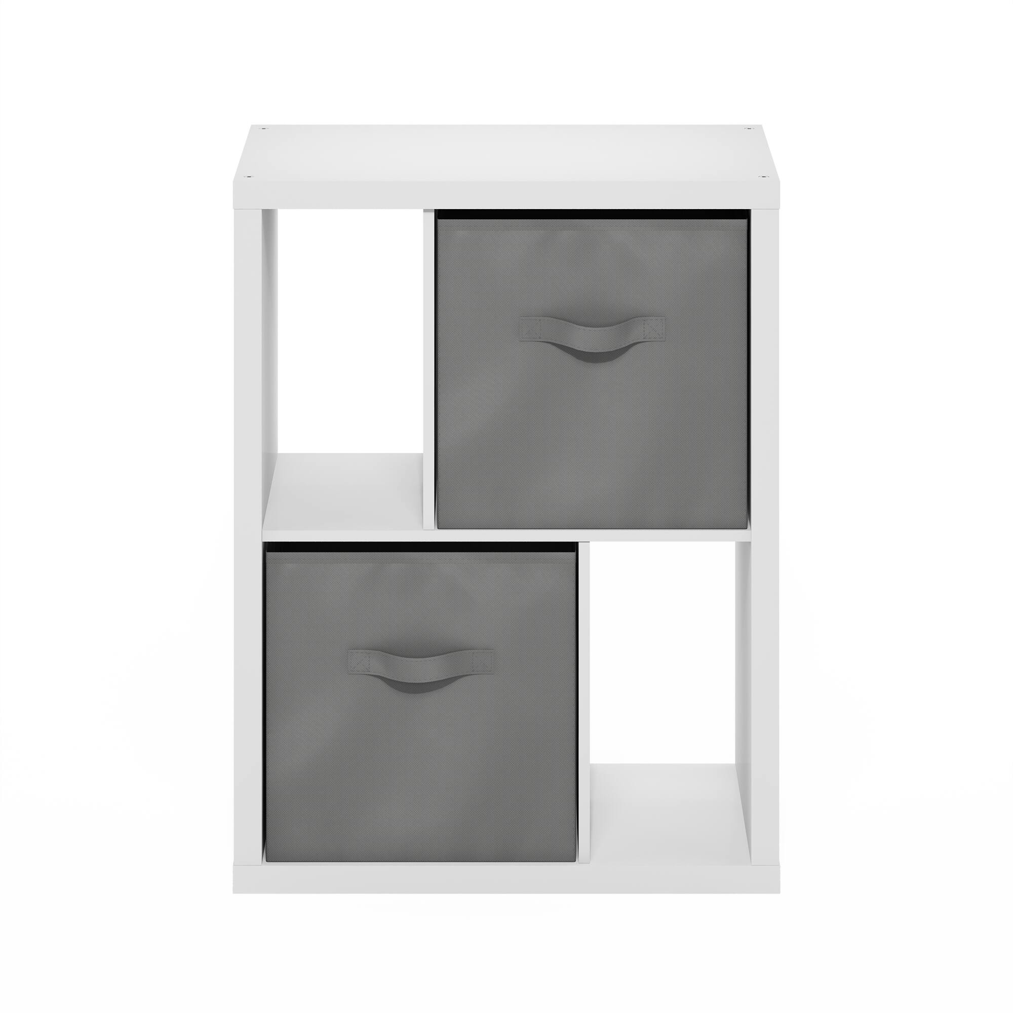 Alt View 1. Furinno - Viola Standing Storage Shelf with Two Storage Bins, White/Light Grey - White/Light Grey.