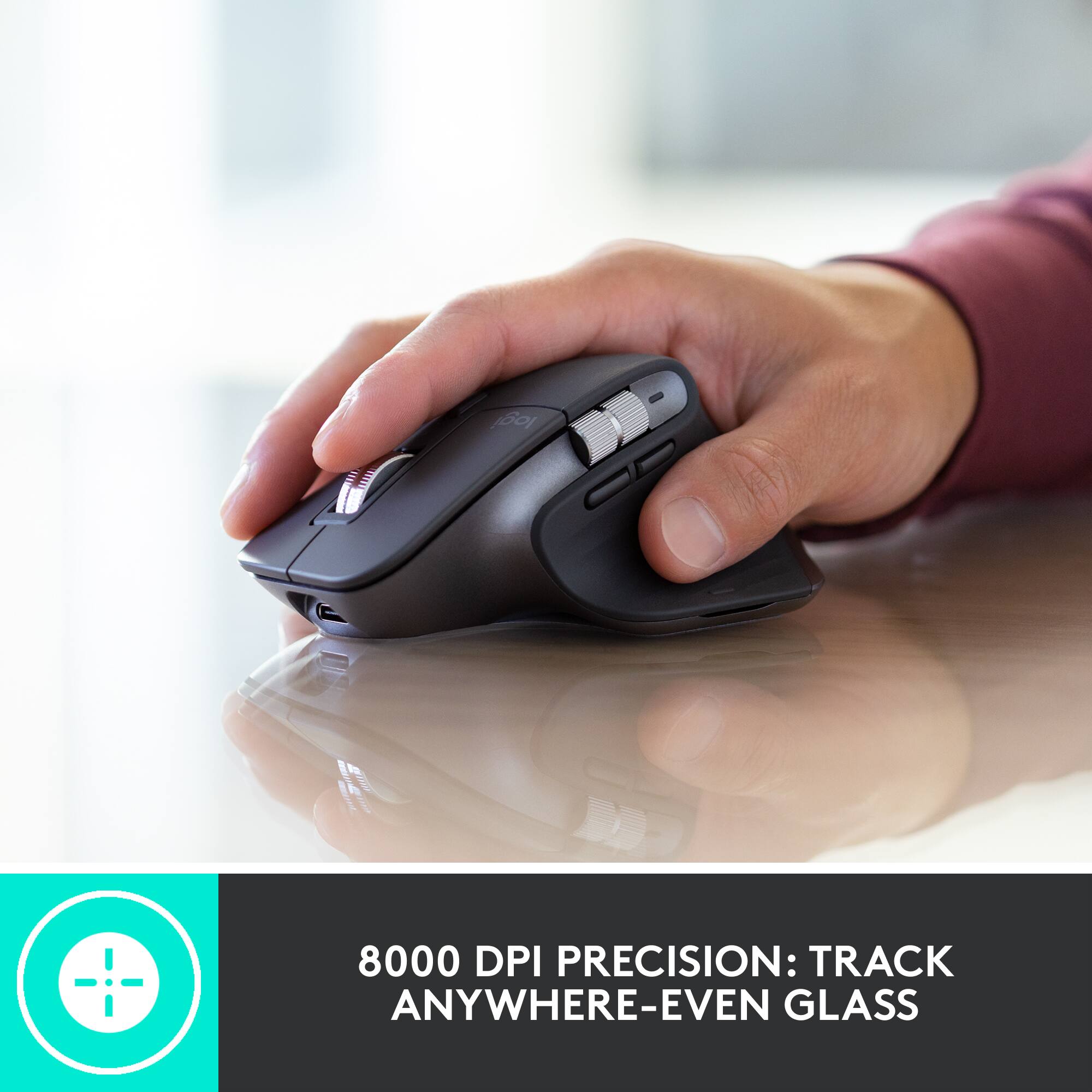 8000 DPI PRECISION: TRACK ANYWHERE-EVEN GLASS