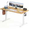 Front. Bestier - Electric Standing Desk - Height Adjustable Office Desk with LED Display, Hooks & Wire Holes - Yellow.