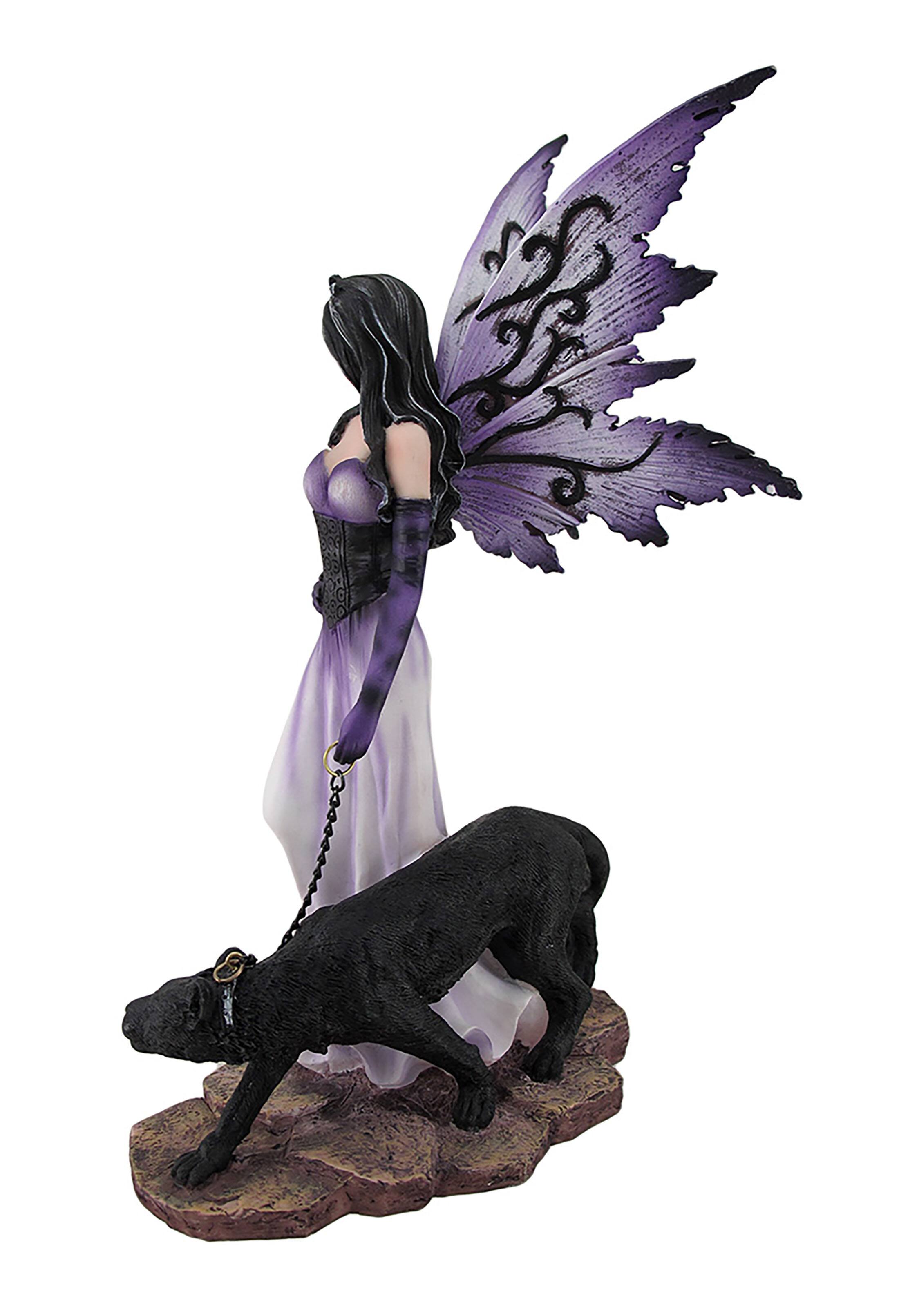 Alt View 2. Zeckos - Purple Fairy Walking w/Black Panther Pet Statue - Purple.