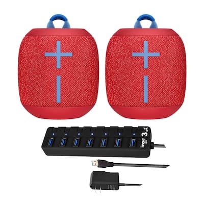 Ultimate Ears WONDERBOOM 2 Bluetooth Speaker Pair (Red) with 7 Ultimate Ears WONDERBOOM 2 Bluetooth Speaker Pair (Red) with 7