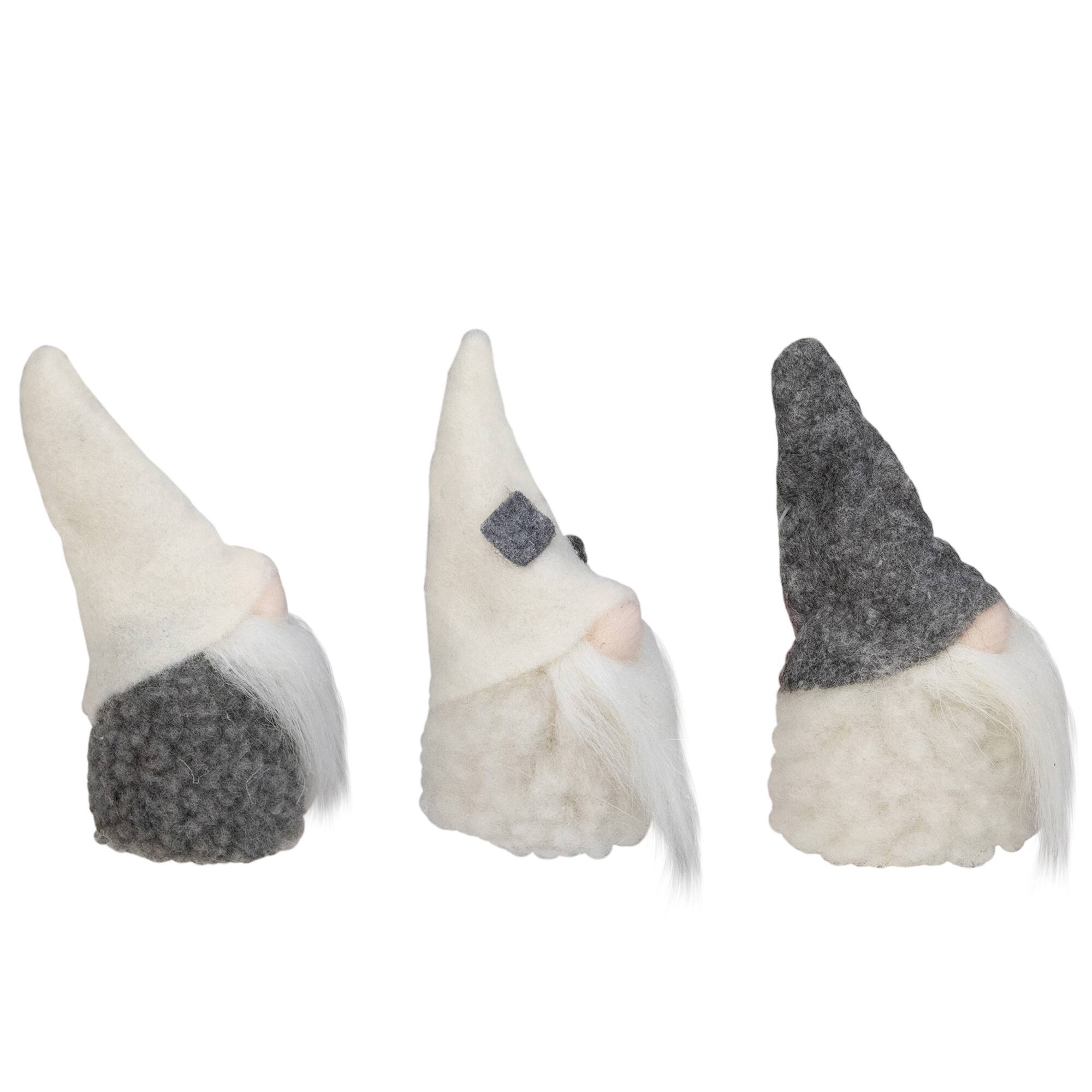 Alt View 3. Northlight - Christmas Gnomes Heads - 3.75" - Gray and Cream - Set of 3 - Gray.