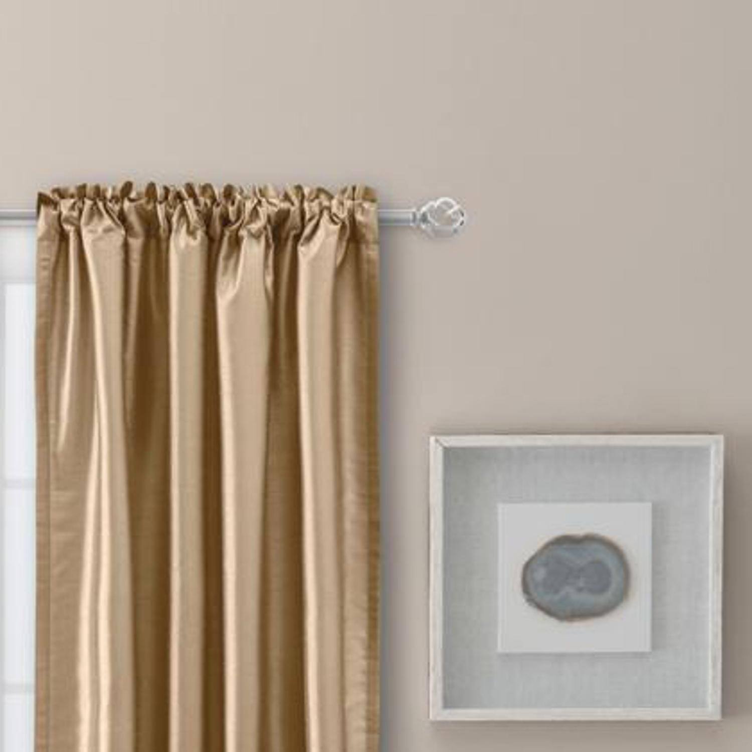 Angle. Ellis Curtain - Ellis Curtain Luna Faux-Silk Rod Pocket/Back Tab Tailored Pairs - 100x84" Taupe - Light beige.