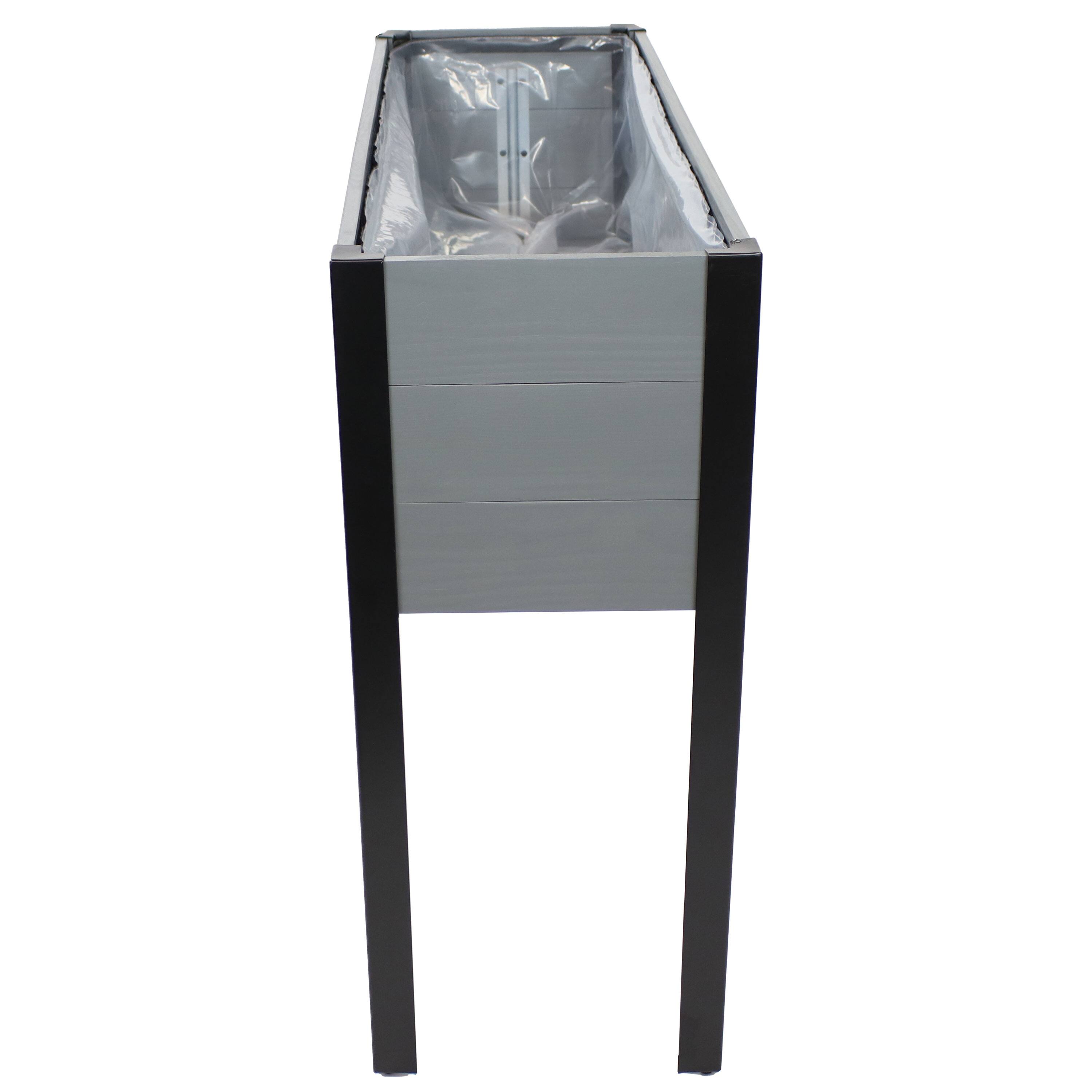 Alt View 7. Sunnydaze - Acacia Raised Garden Bed with Removable Planter - 31 " H - Gray.