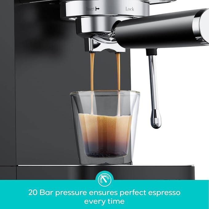 20 Bar pressure ensures perfect espresso every time