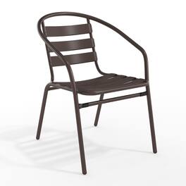 Emma + Oliver - Metal Restaurant Dining Stack Chair with Aluminum Slats - Bronze
