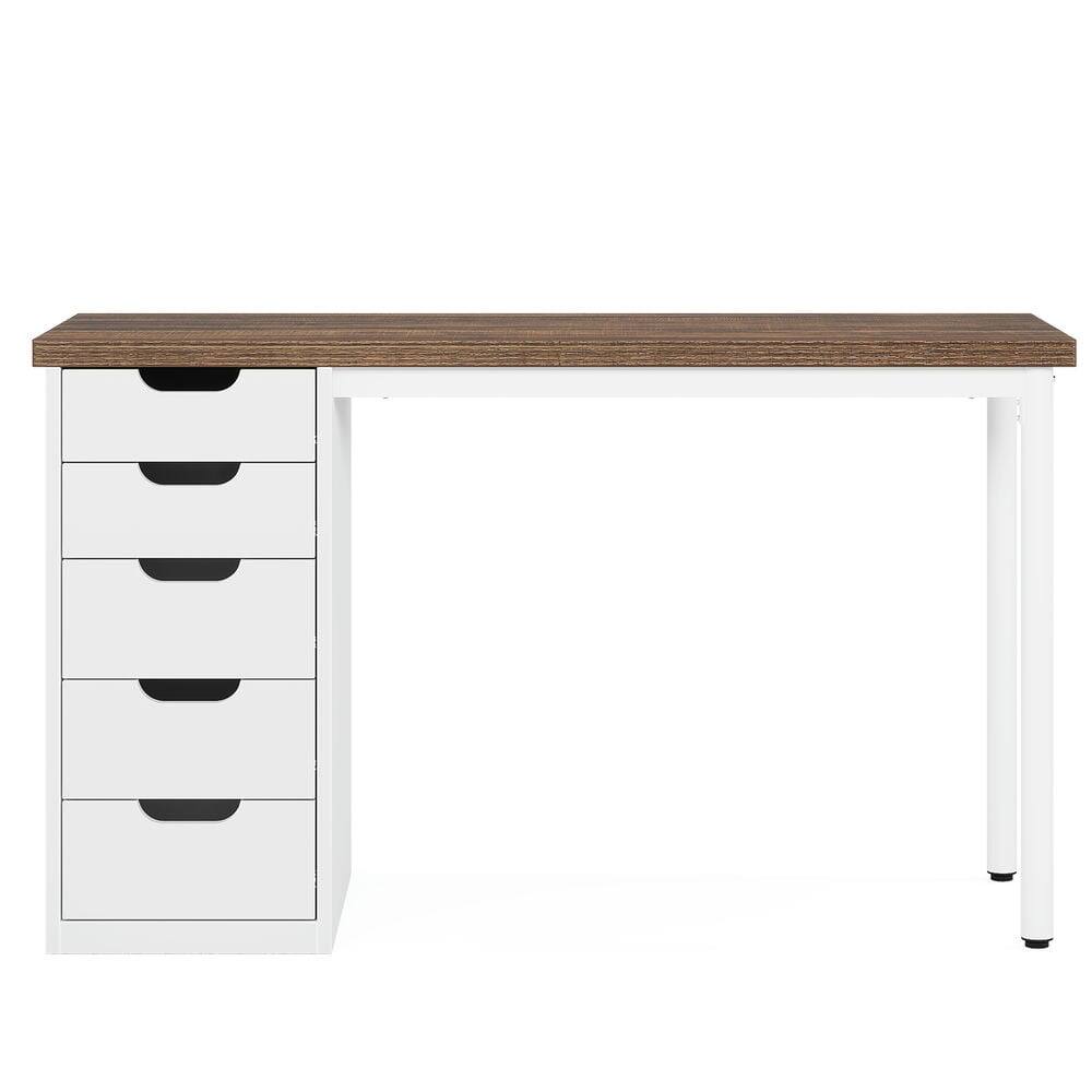 Left. Kadyn - Kadyn Study Writing Desk, Computer Desk,47" Computer Desk with 5 Drawers, Modern Study Table Writing Desk,White - White.