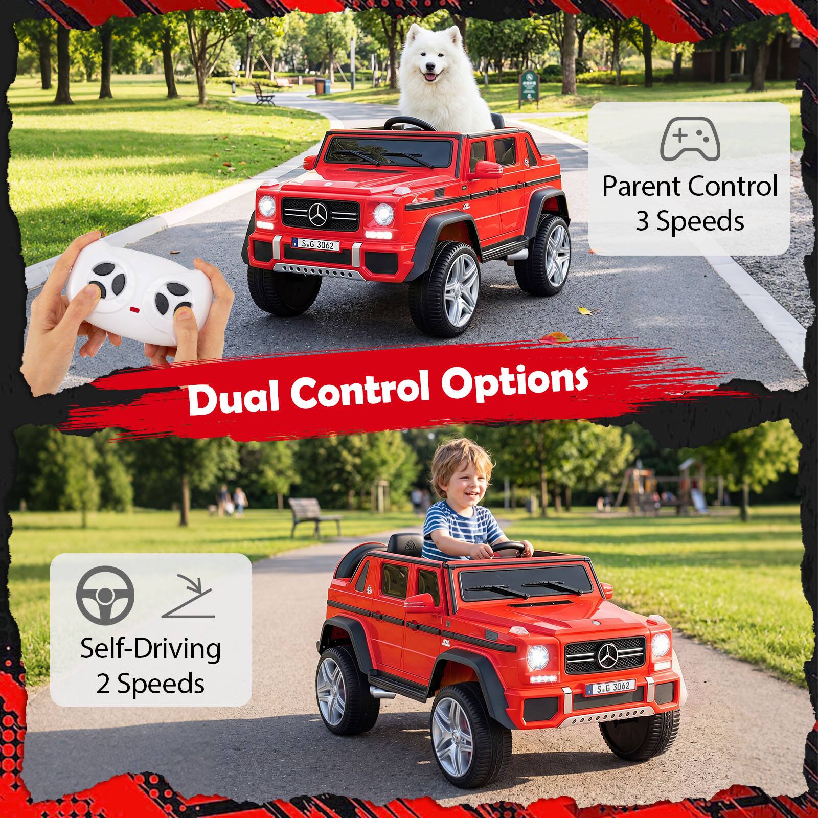 S.G 3062

Parent Control 3 Speeds

Dual Control Options

Self-Driving 2 Speeds