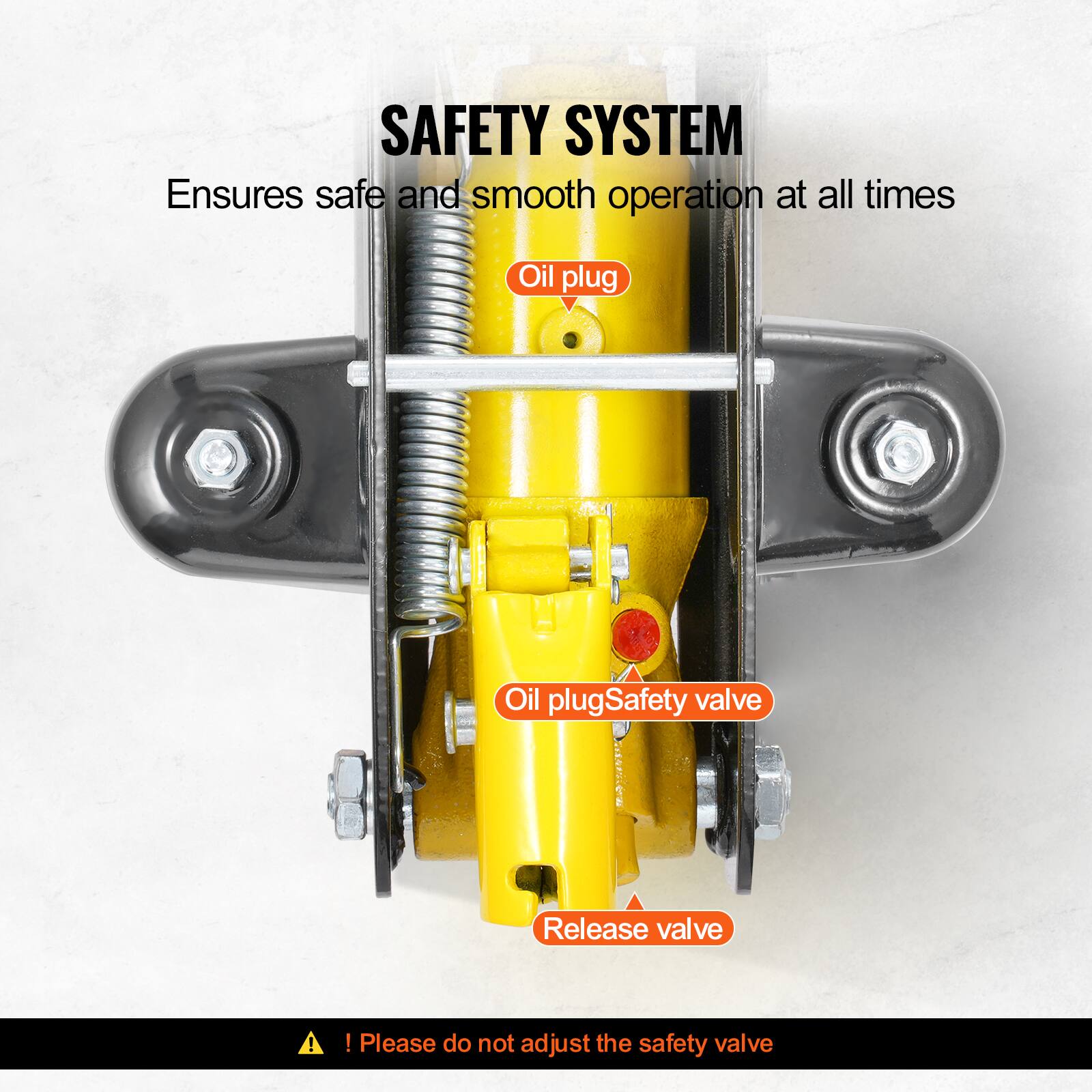 SAFETY SYSTEM  
Ensures safe and smooth operation at all times  

Oil plug  
Oil plug  
Safety valve  
Release valve  

! Please do not adjust the safety valve