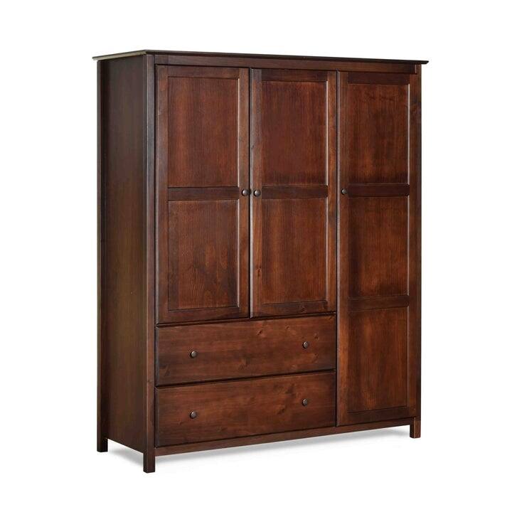 Angle. SlickBlue - Wooden Bedroom Wardrobe – Armoire Cabinet with Spacious Storage - Cherry Brown.