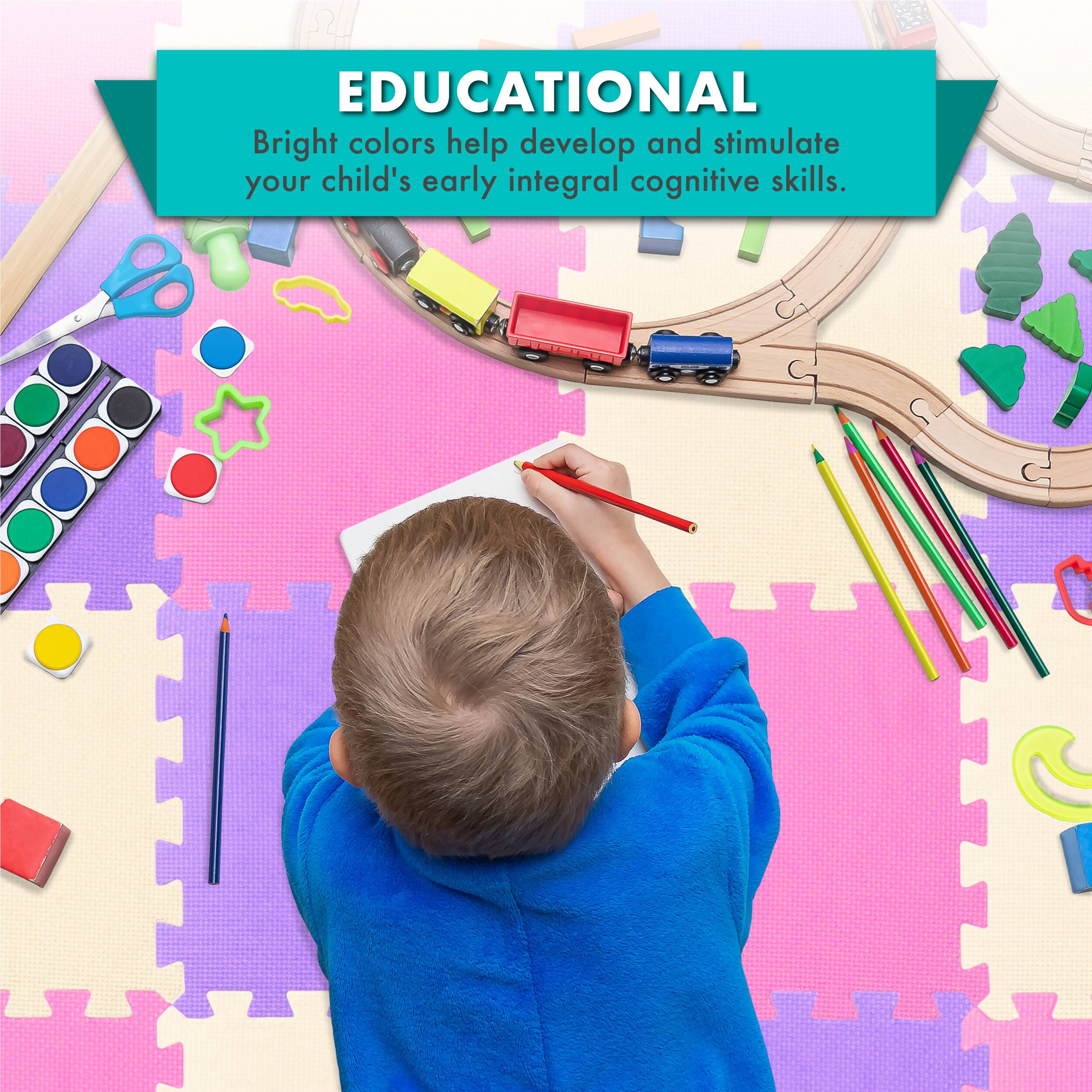 EDUCATIONAL  
Bright colors help develop and stimulate your child's early integral cognitive skills.