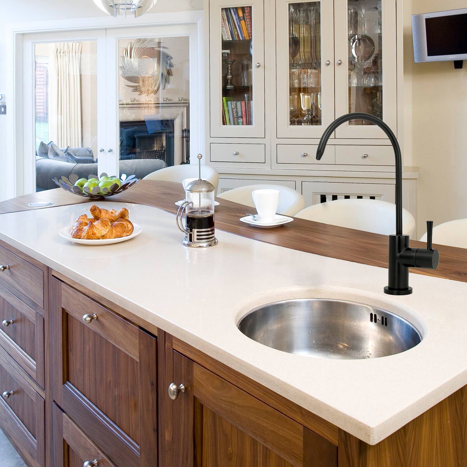 Alt View 4. Akicon - Akicon Solid Brass One-Handle Kitchen Drinking Water Filter Faucet in Matte Black - Matte Black.