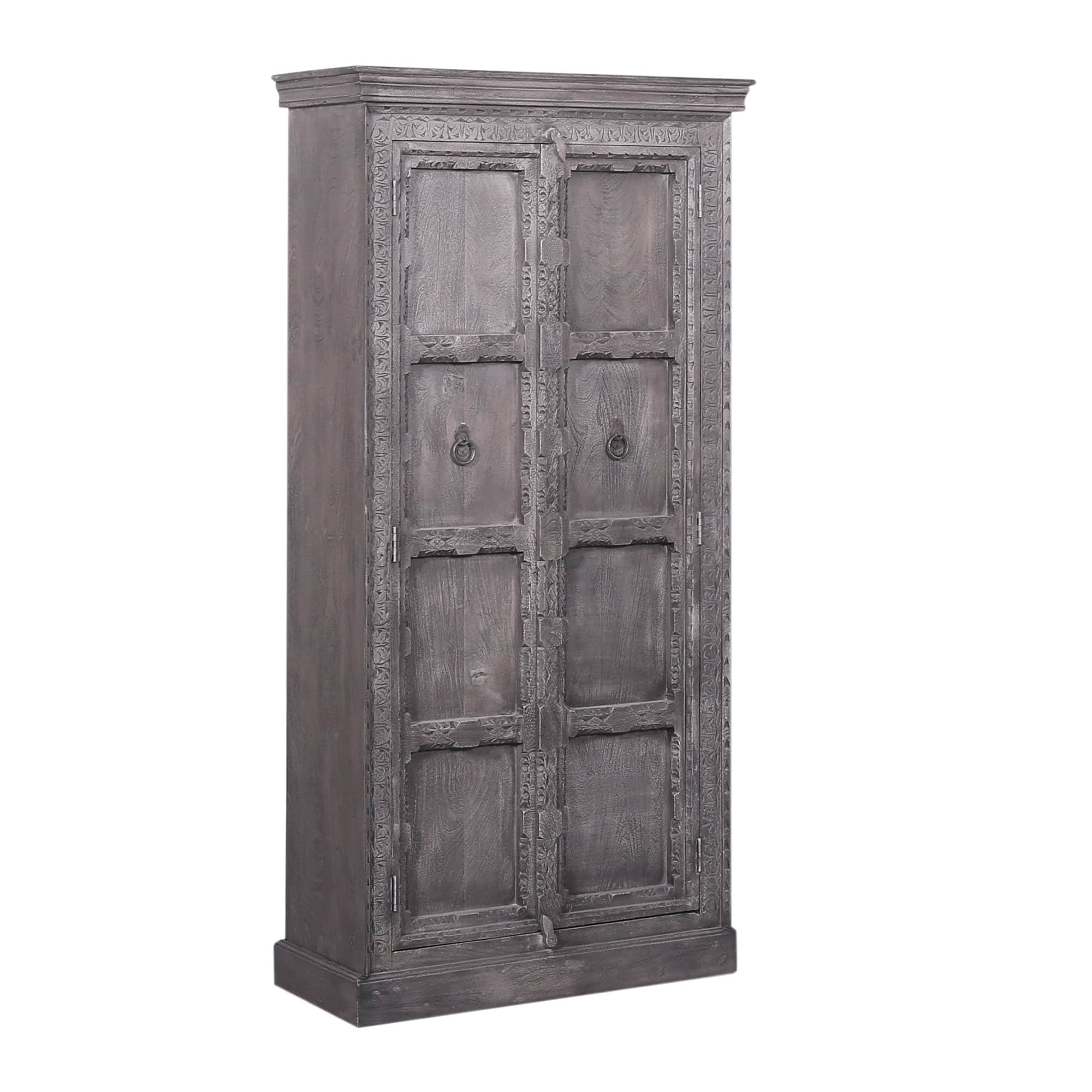 Maven Lane - Mahala Handmade Heritage Wooden Cabinet in Grey Distressed Finish - Gray