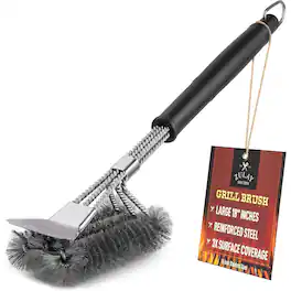 Zulay Kitchen - Best Heavy Duty Outdoor 18" Grill Brush and Scraper for All Grill Types - Black