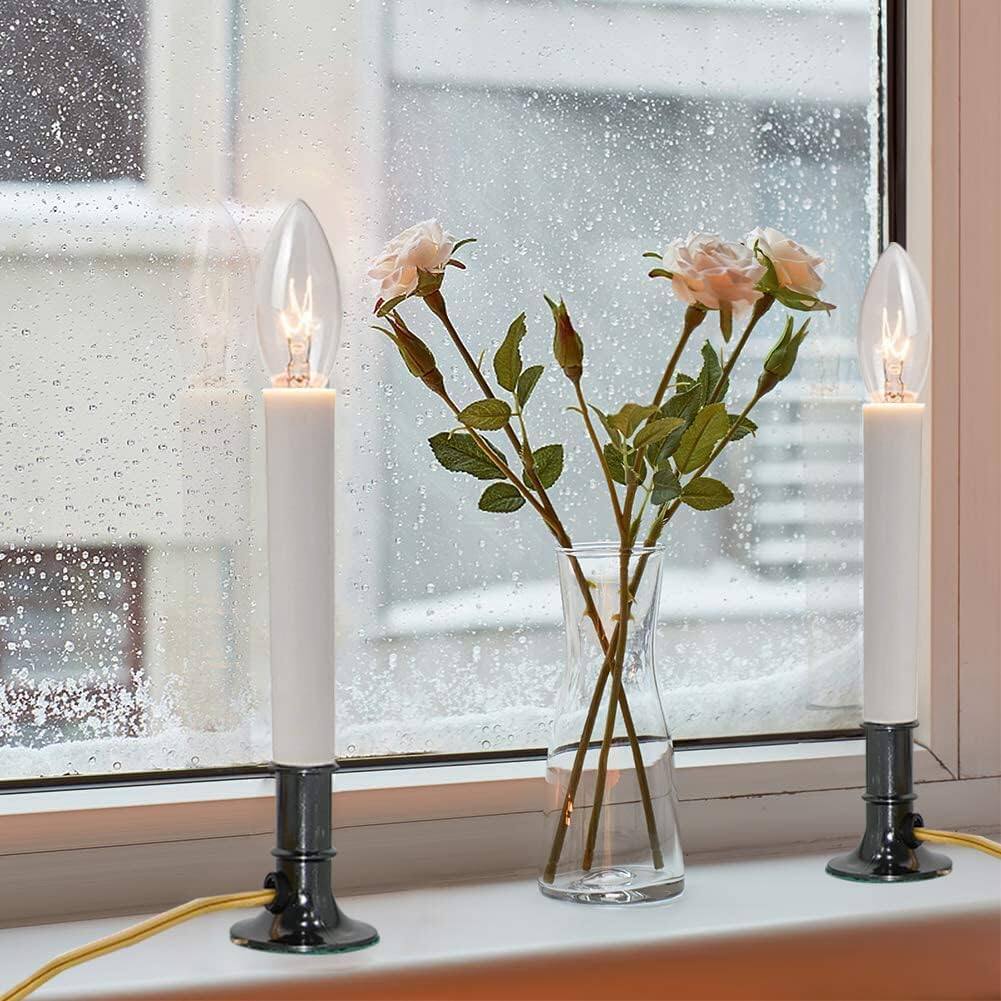 Alt View 1. RTMB - 4 Pack Electric Christmas Window Candles with Nickel Base & 7W Bulbs.