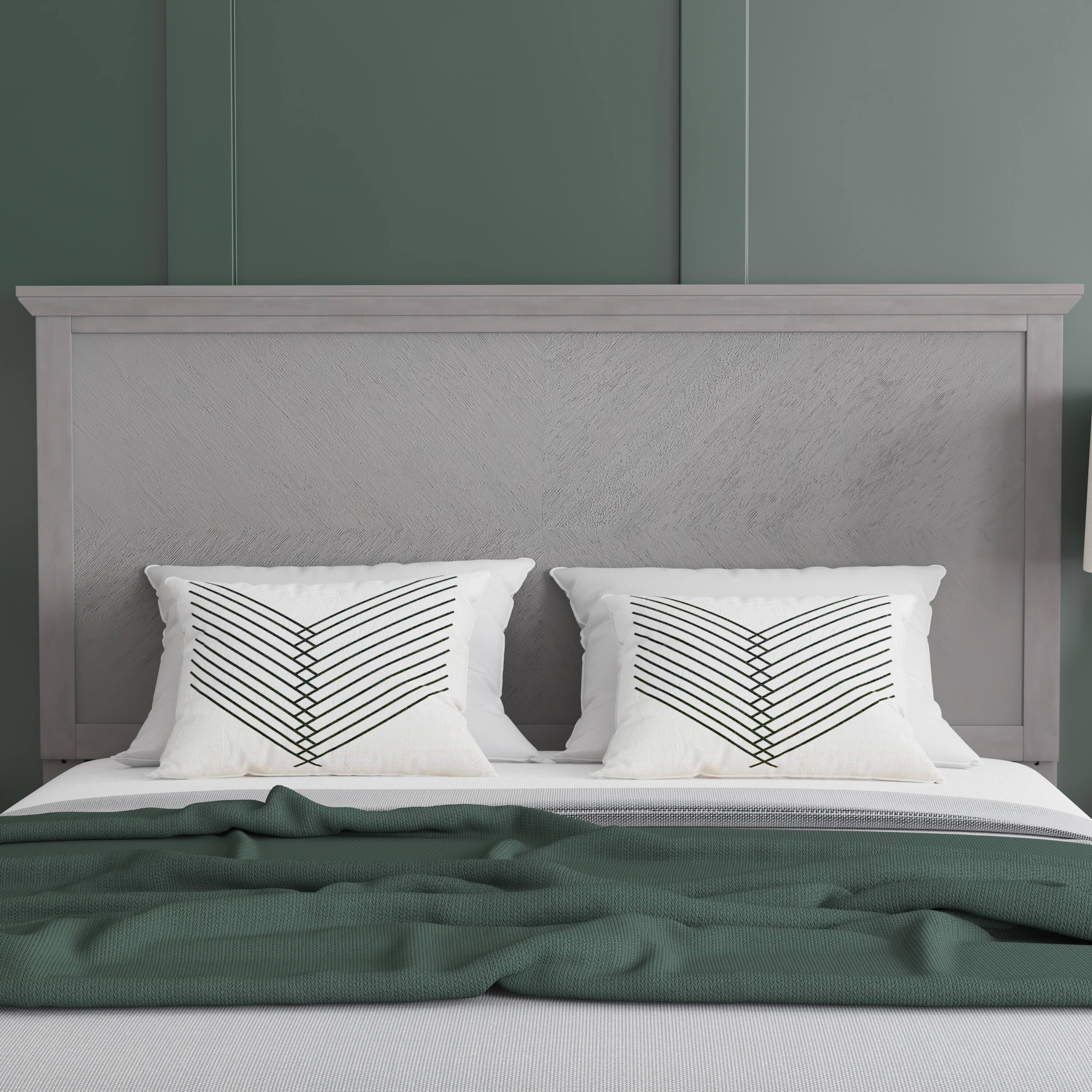 Alt View 3. Emma + Oliver - Frenti Herring Bone Wooden Adjustable Headboard Only - Gray Wash.