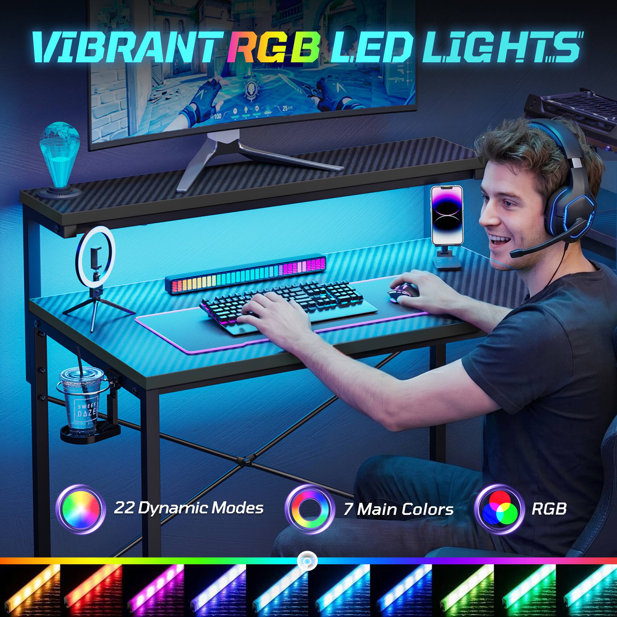 VIBRANT RGB LED LIGHTS

22 Dynamic Modes

7 Main Colors RGB