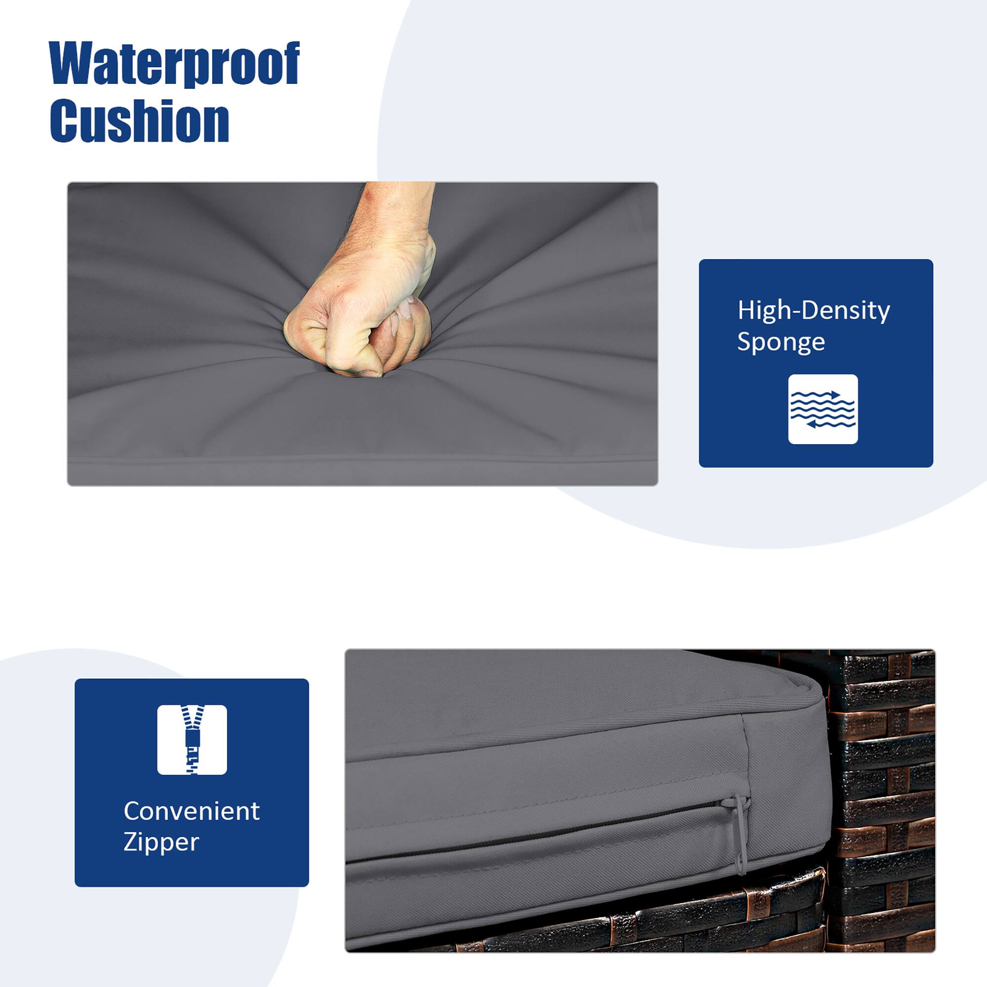 Waterproof Cushion High-Density Sponge Convenient Zipper