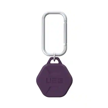 Front. UAG - AirTag Case w/ Carabiner Attachment for Keys, Backpacks, Pets - Rugged Protective Cover Holder - Deep Purple Synth.