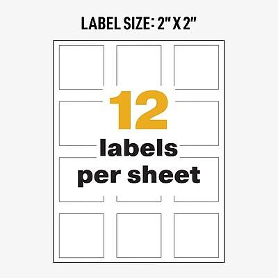 LABEL SIZE: 2" X 2"  
12 labels per sheet