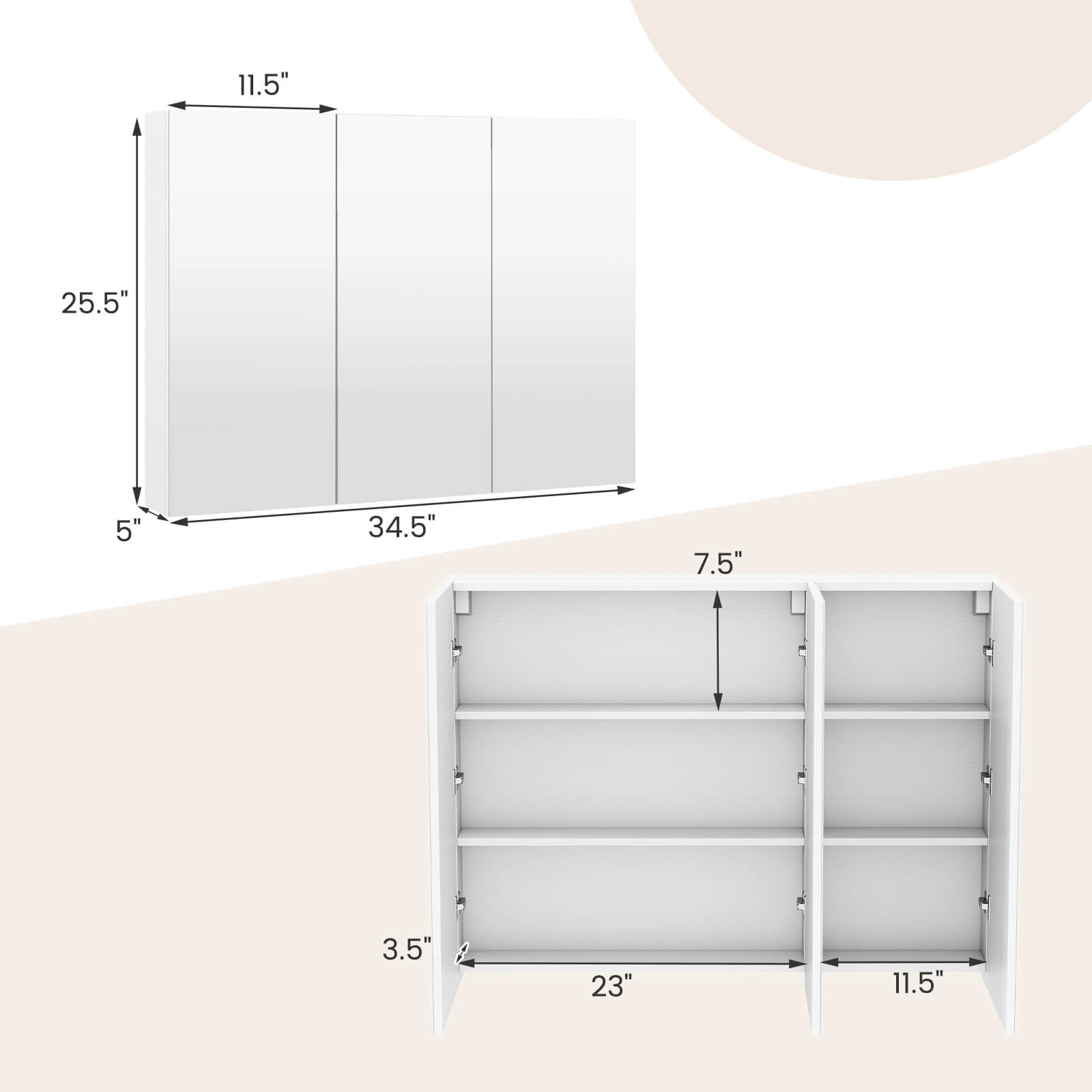 11.5" 25.5" 5" 34.5" 7.5" 3.5" 23" 11.5"