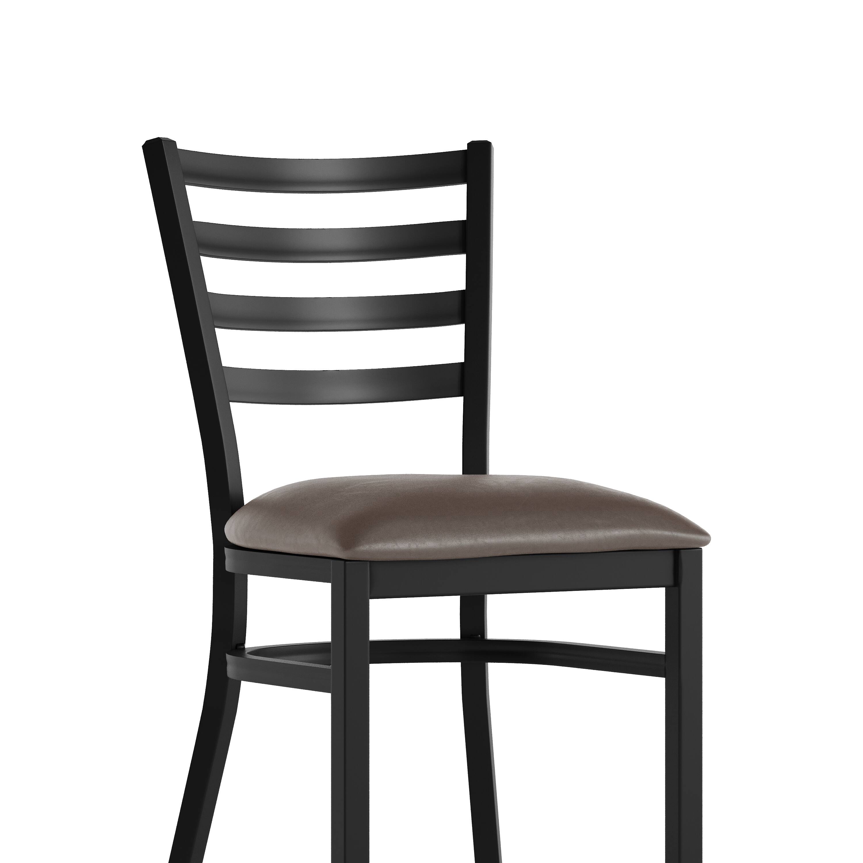 Alt View 10. Emma + Oliver - Ladder Back Metal Restaurant Dining Chair - Mocha Vinyl Seat/Black Metal Frame.