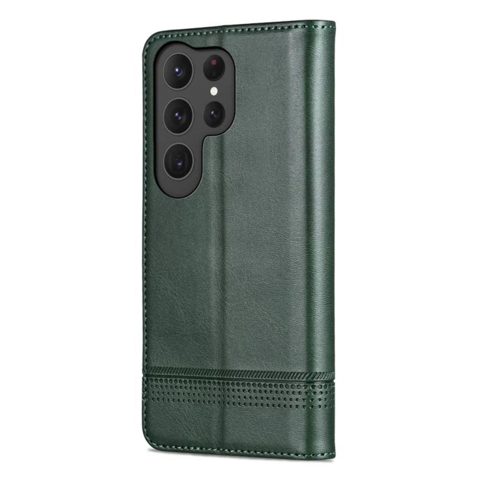 Alt View 4. UUCOVER - PU Leather Flip Wallet Case for Samsung Galaxy S25 Ultra with Card Slots Cash Holder Shockproof Kickstand Phone Cover - Darkgreen.