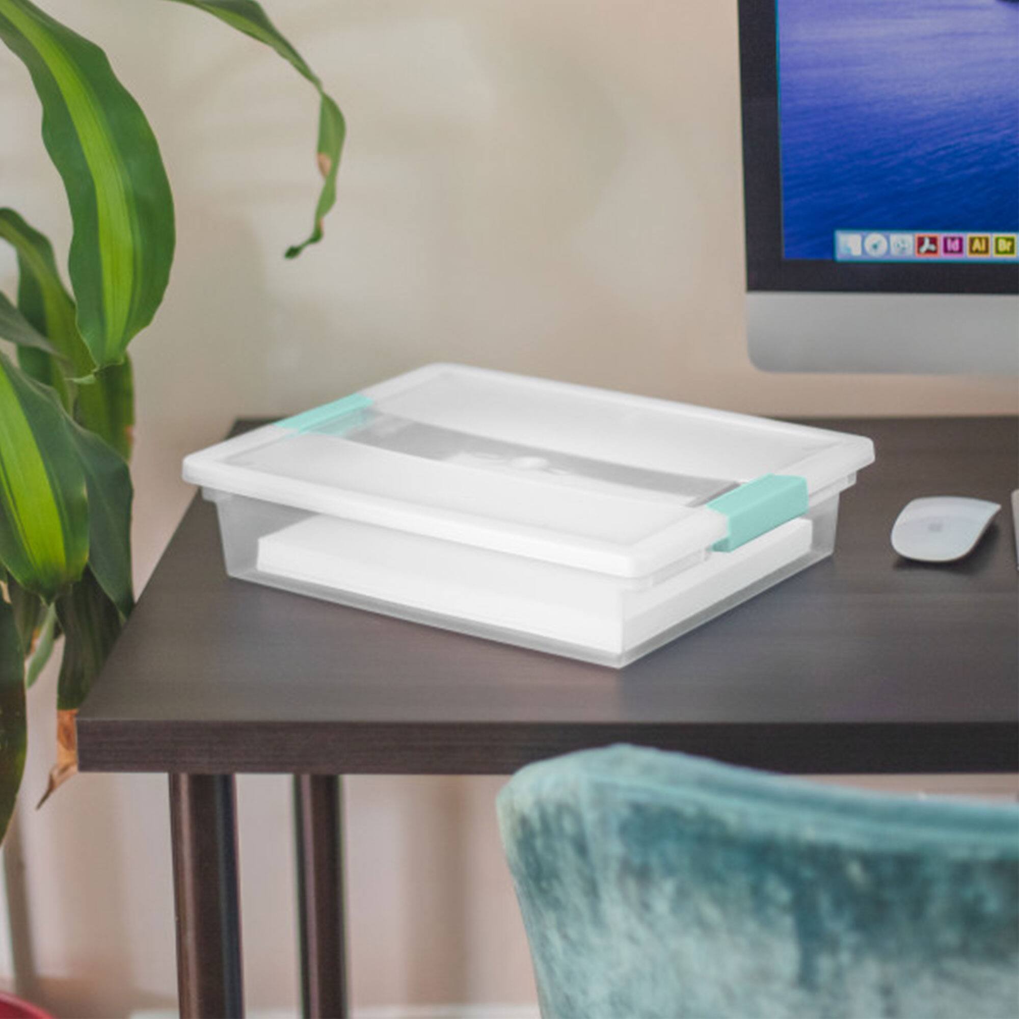 Alt View 4. Sterilite - Sterilite 5.7 Qt. Large Plastic Stackable Storage Bin w/ Clear Latch Lid, 6 Pack - Clear.