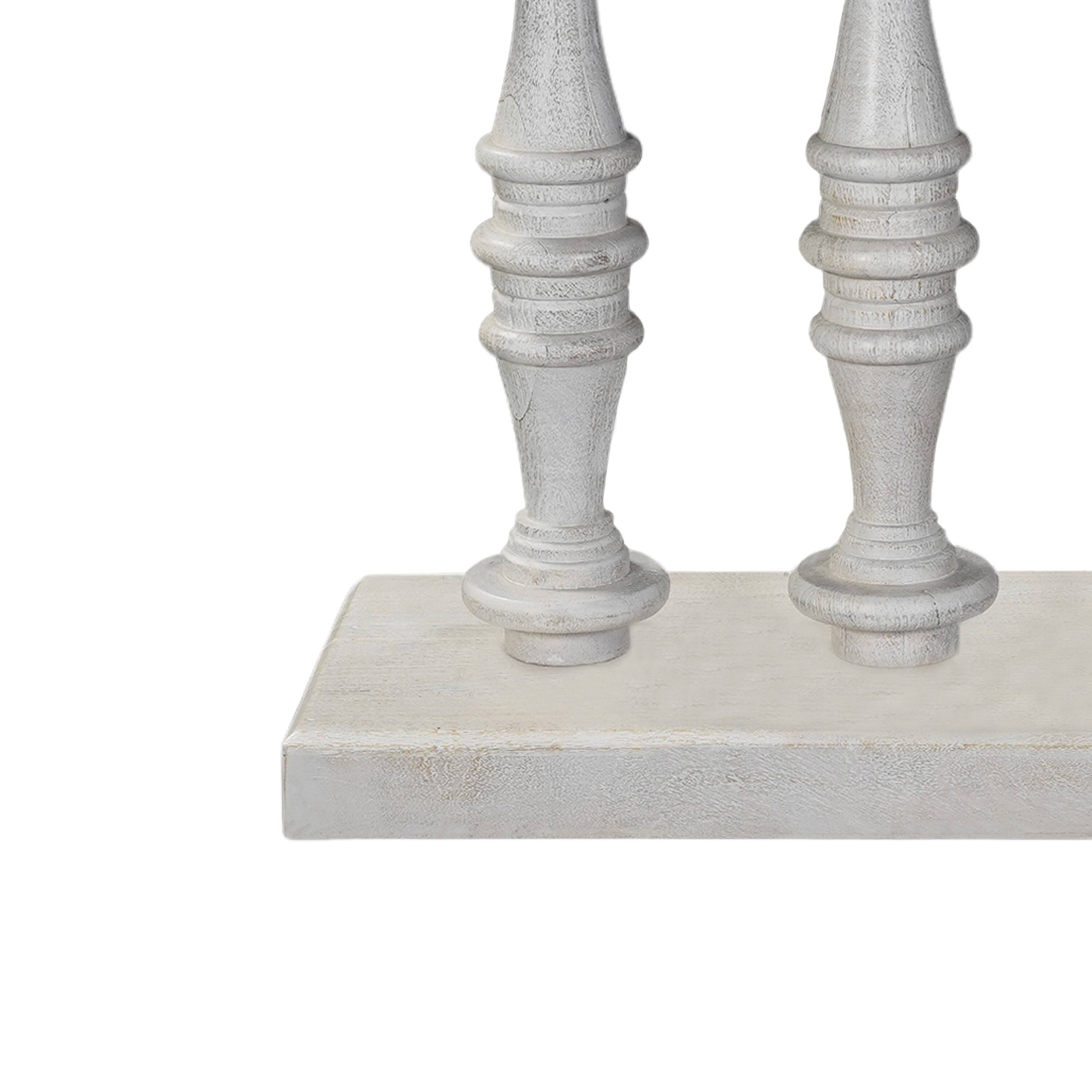 Back. Manhattan Lane - Console Table, 42-Inch Mango Wood Top, Shabby Chic Finish, Turned Pillar Legs - Sandblasted Washed White.